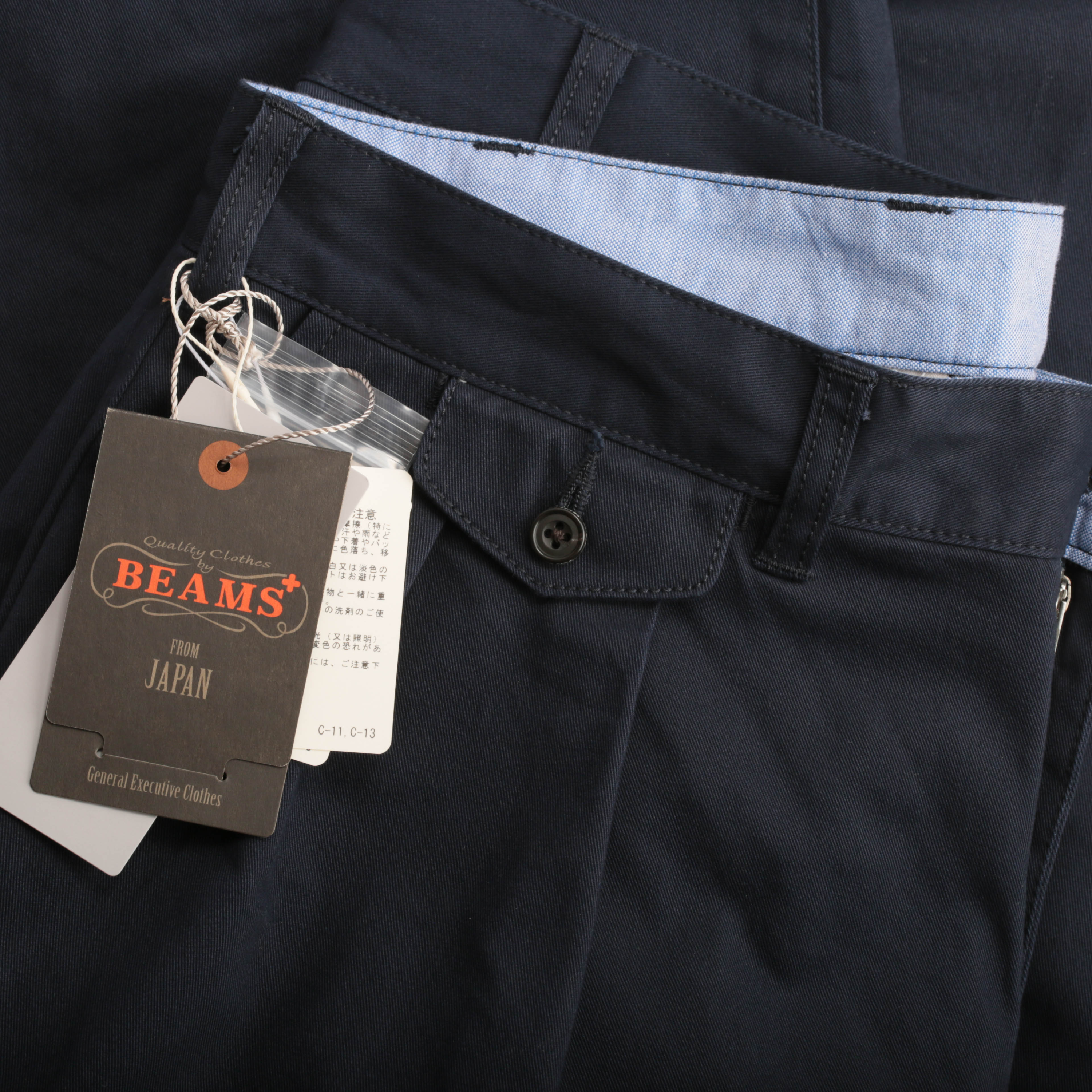 BEAMS PLUS / 2 Pleats Twill Trousers Dark Navy