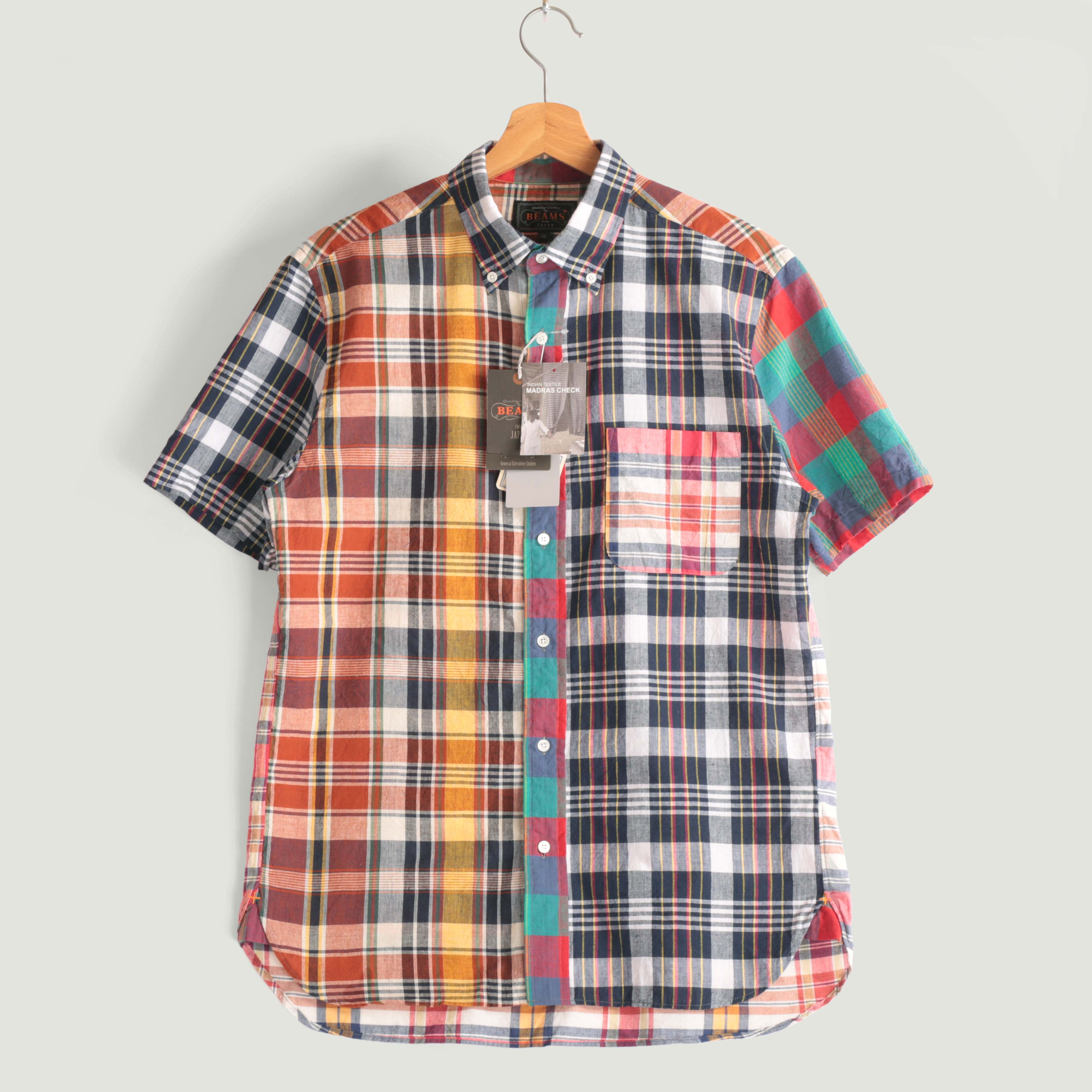 BEAMS PLUS / B.D. Short Sleeve Indian Madras Check Panel