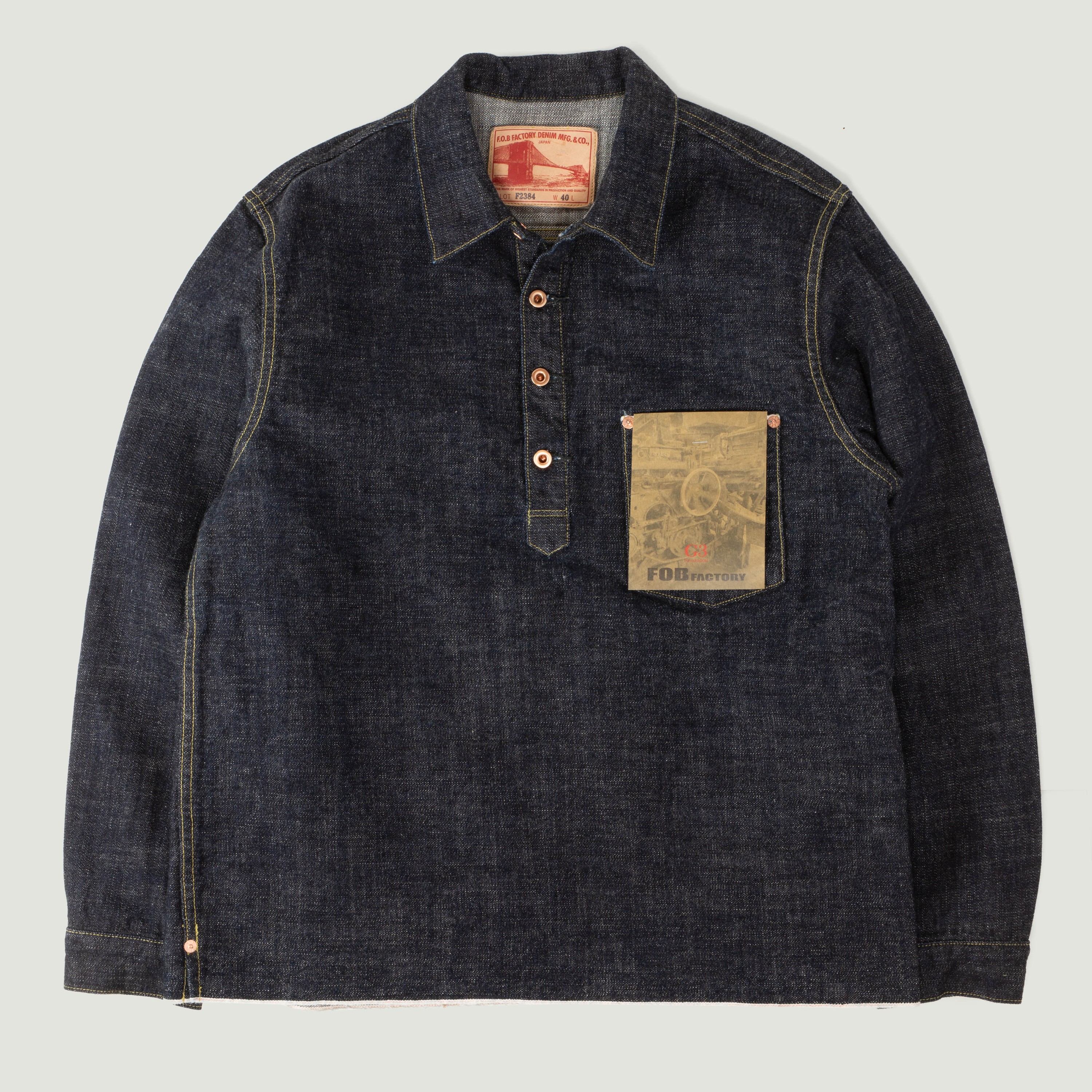 ジャケット・アウター FOB FACTORY G3 DENIM PULL OVER 38 ATRIUM x FOB - G3 Denim Pullover Jacket