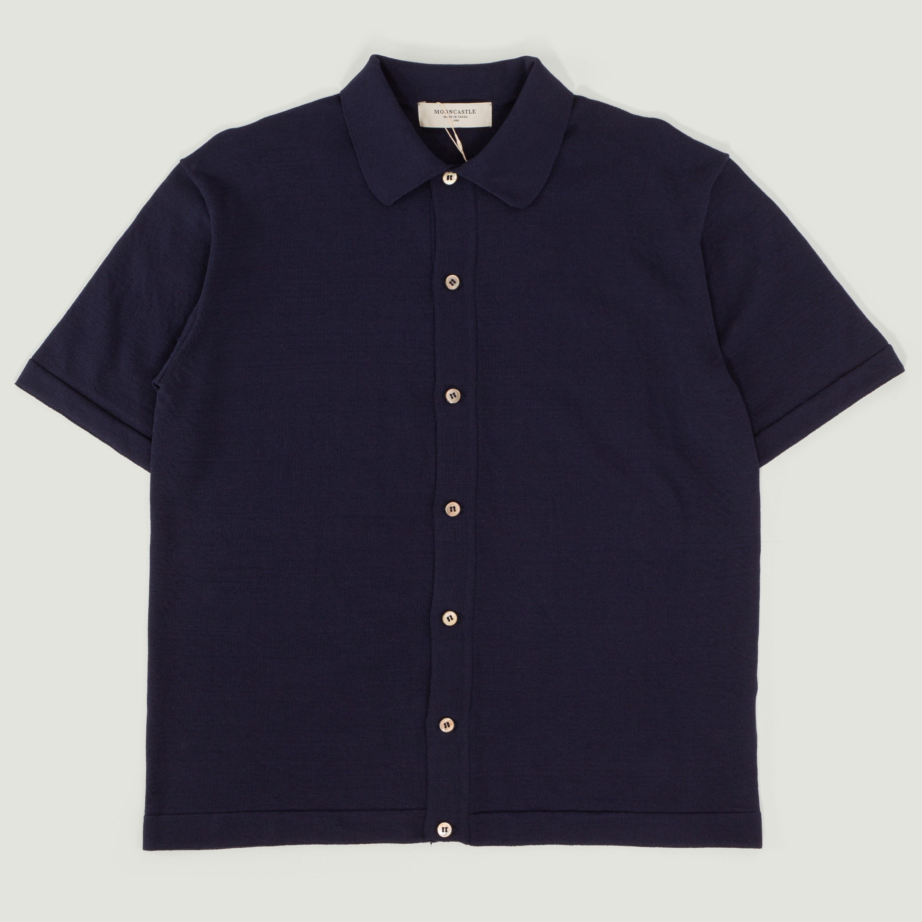 MOONCASTLE / Ice Cotton Open-Collar Shirt Navy