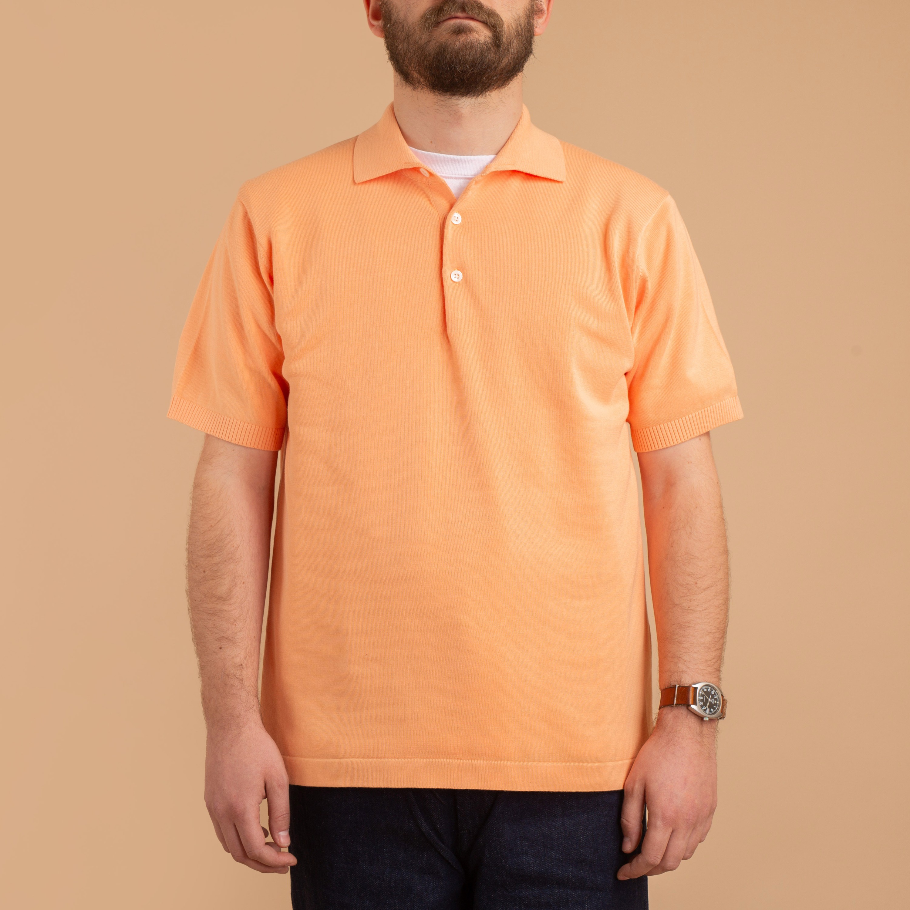 BEAMS PLUS / Orange Short Sleeve Knit Polo