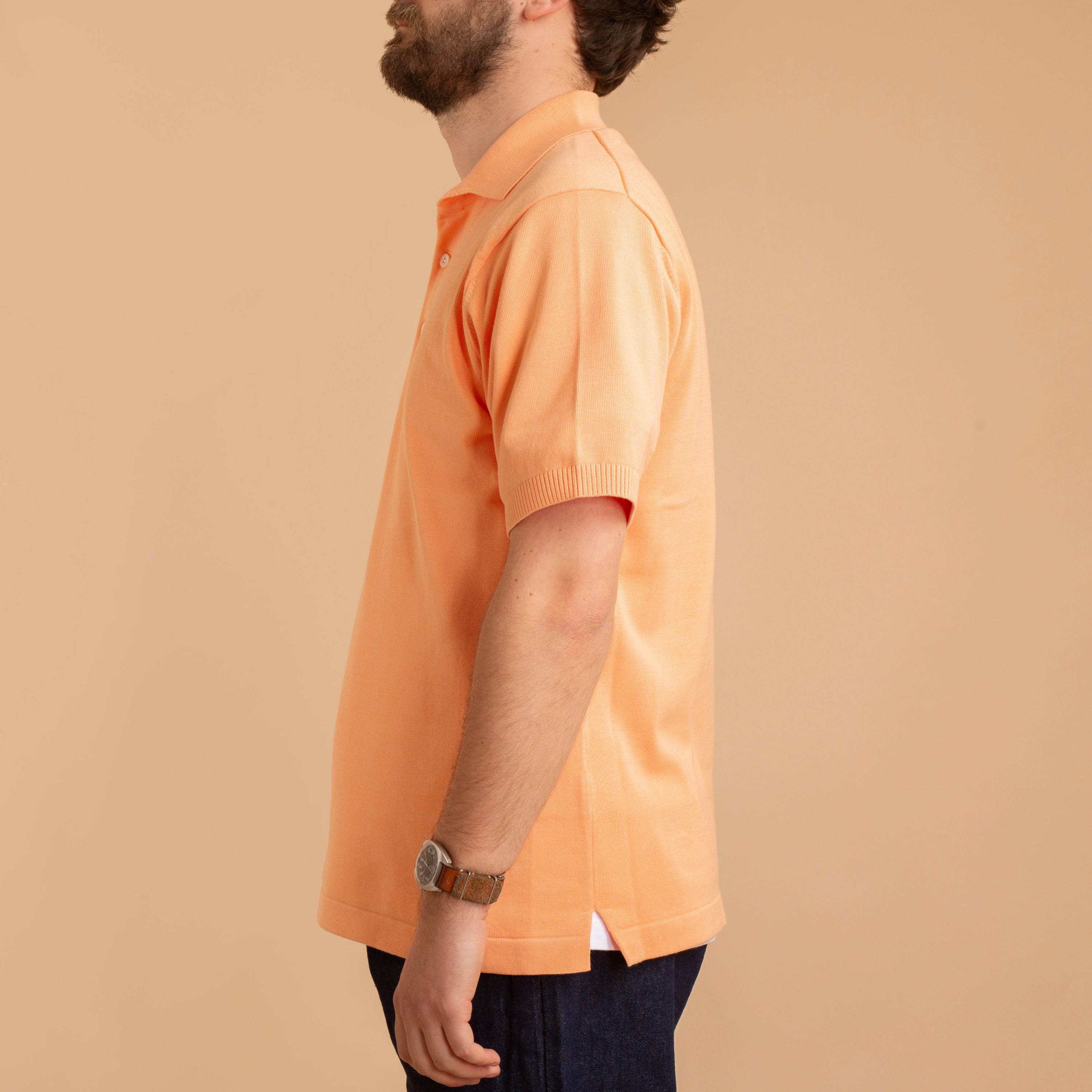 BEAMS PLUS / Orange Short Sleeve Knit Polo