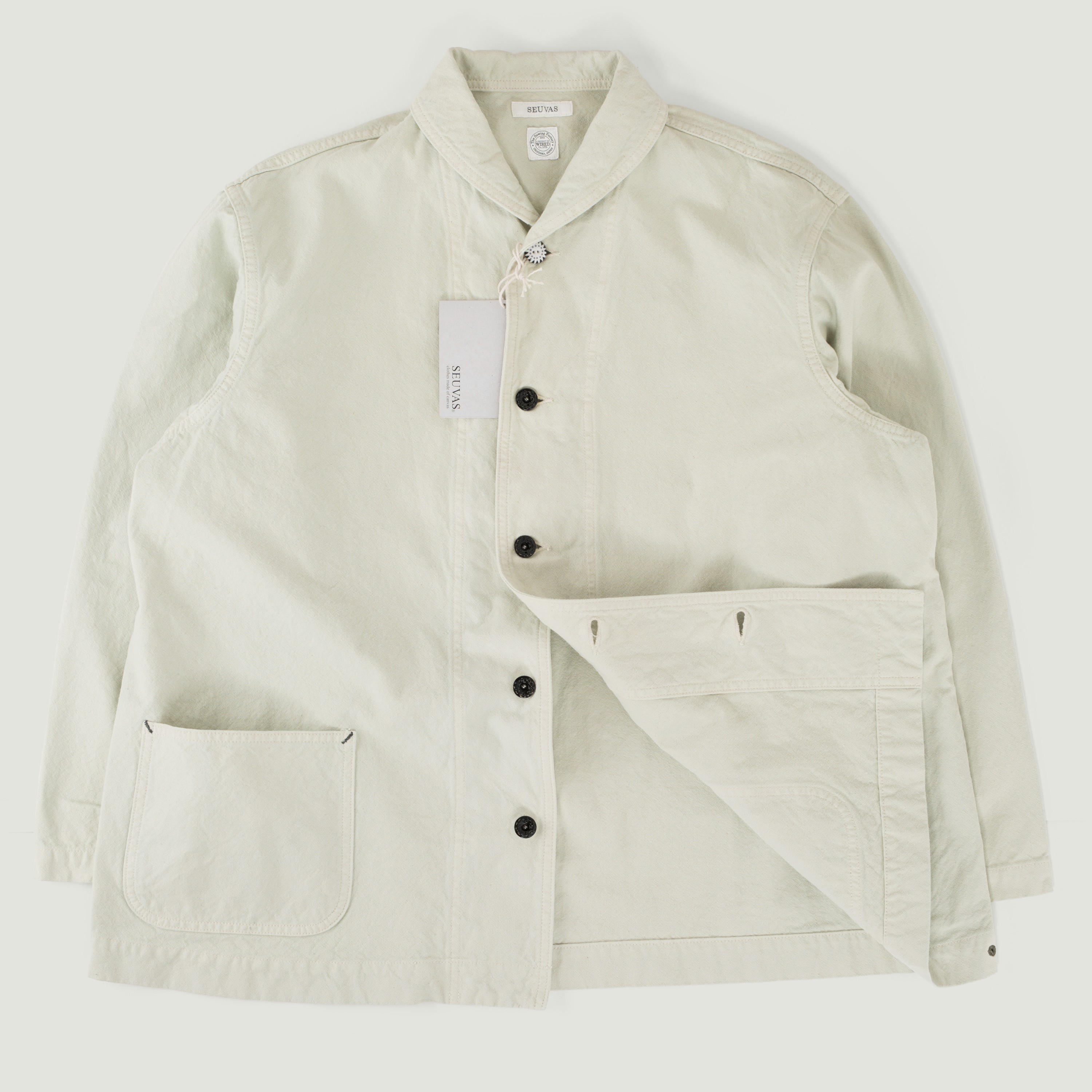 SEUVAS / 10oz Canvas Shawl Collar Jacket Matcha