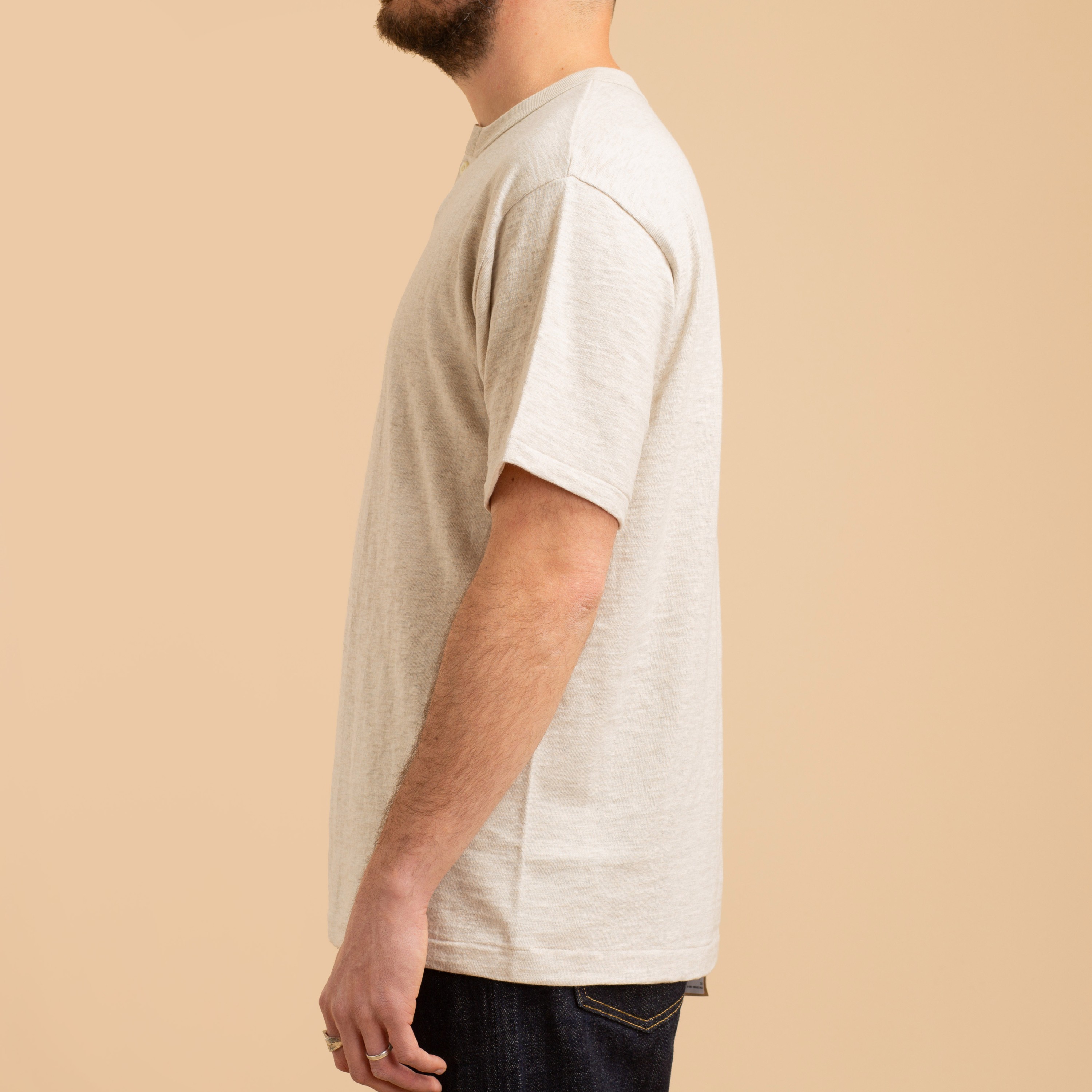 ★KIRSH★ Kirsch Plain Slim Fit Henley Neck T-Shirt Ivory WAREHOUSE & CO. / Lot 4082 One-Button Henley Neck T-Shirt