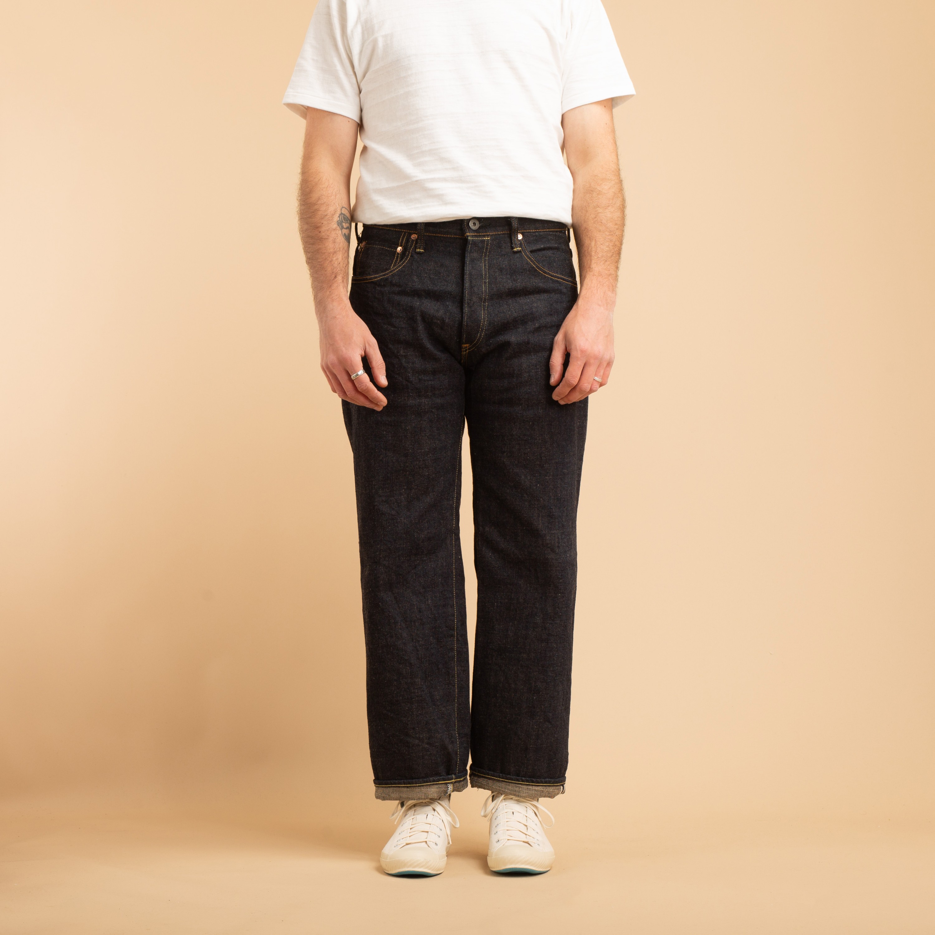 ONI DENIM / 200-14KBE 14oz Indigo x Beige Wide Straight