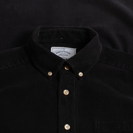 col PORTUGUESE-FLANNEL-flâneurs-chemise-velours-Lobo-black-1