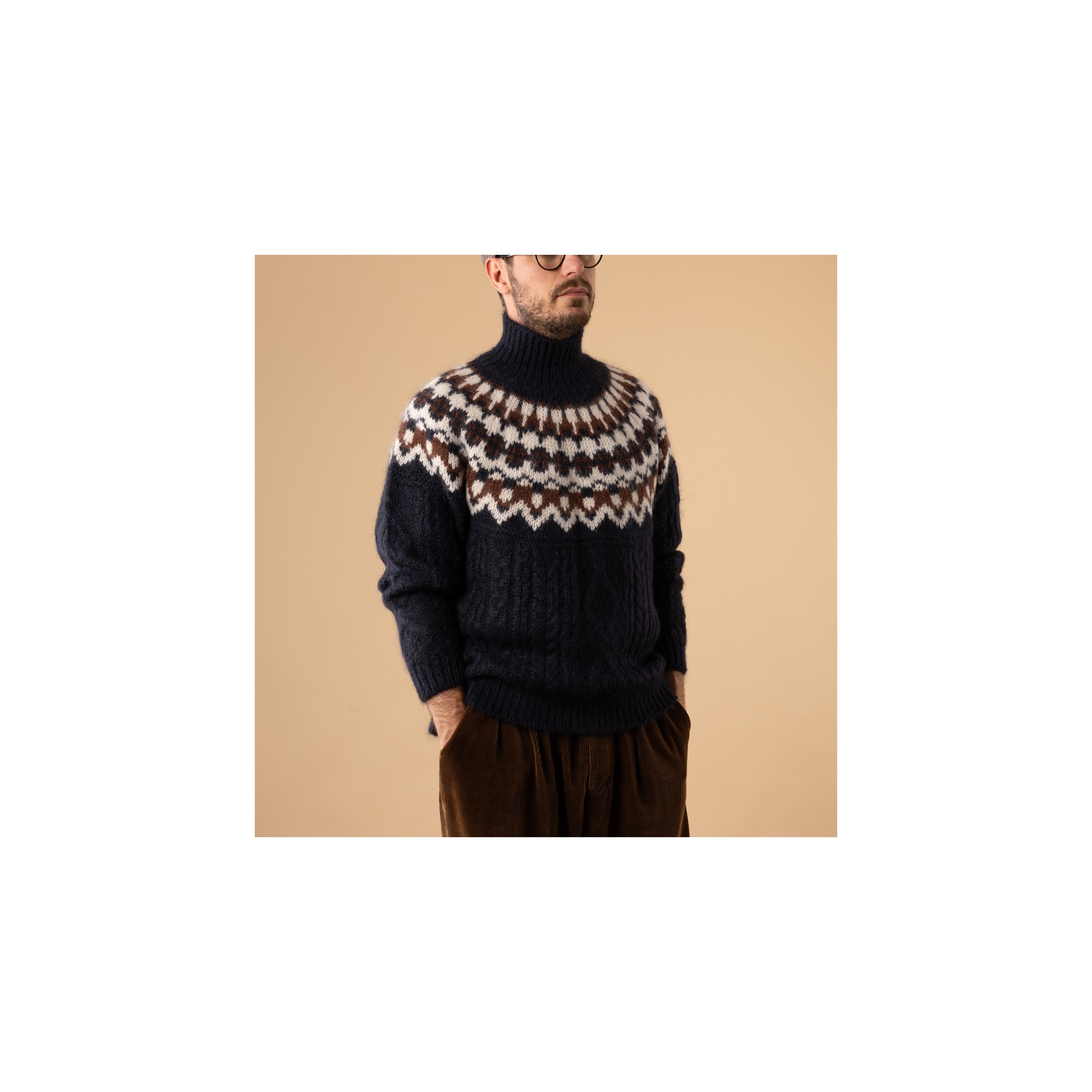 美品 BATONER MOHAIR NORDIC TURTLE NECK BATONER / Nordic Mohair Turtleneck Navy