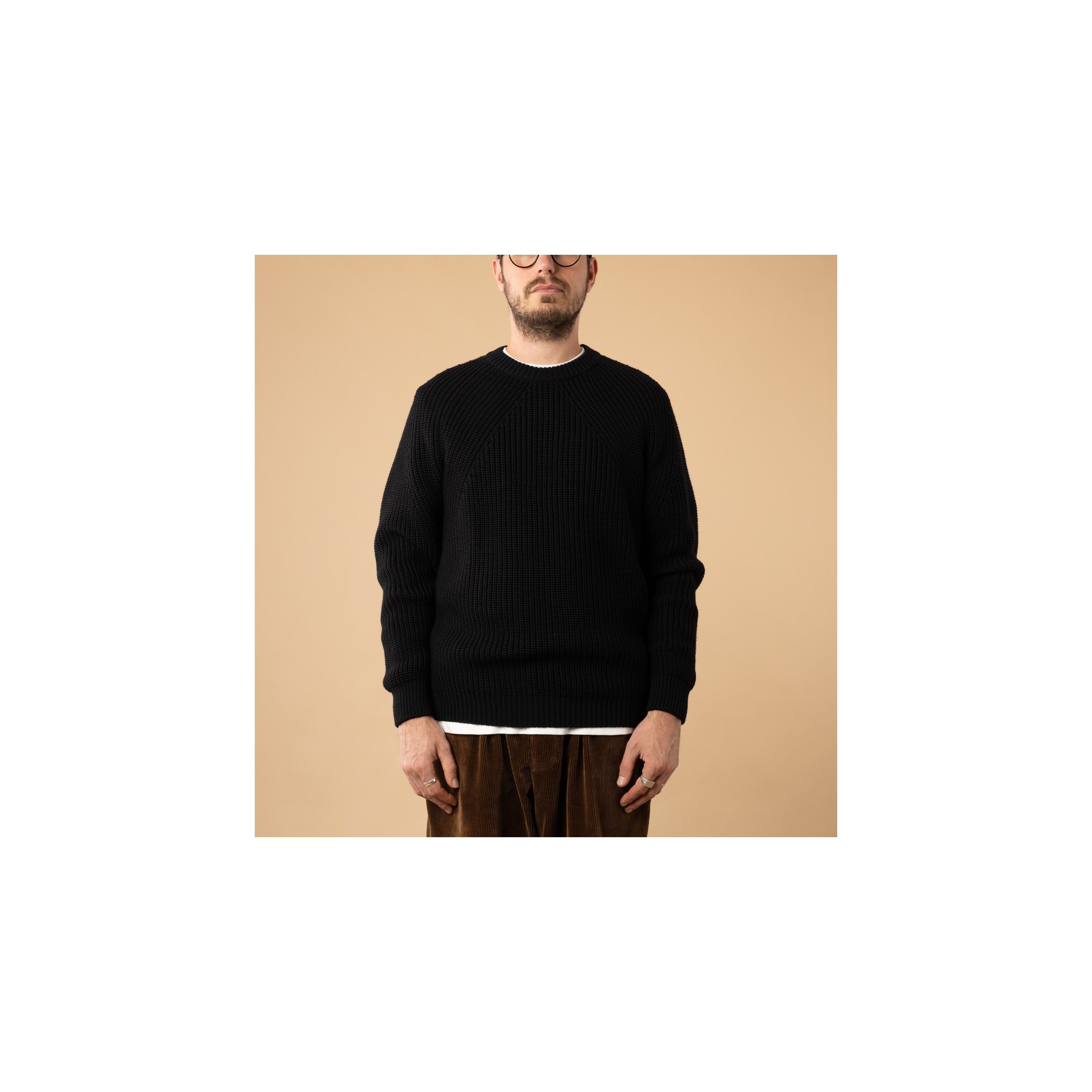 【激安通販オンラインショップ】 BATONER Black Neck Crew Signature / トップス