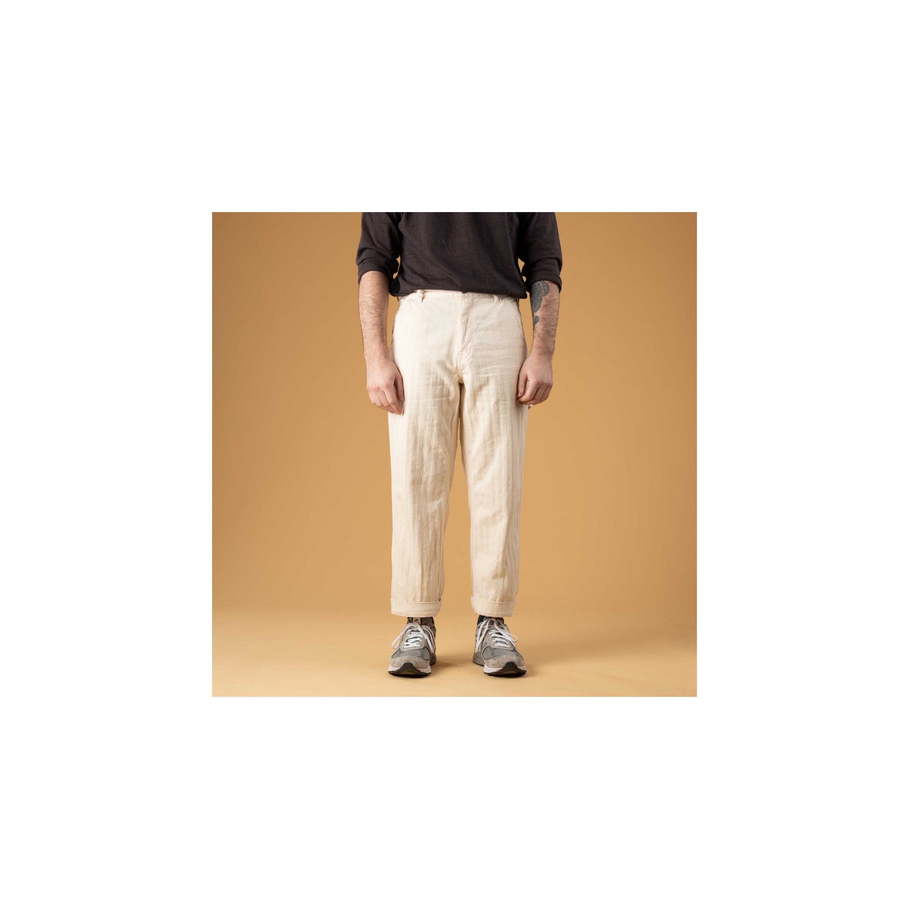 FOB FACTORY / F0485 Herringbone Painter Pants Ecru