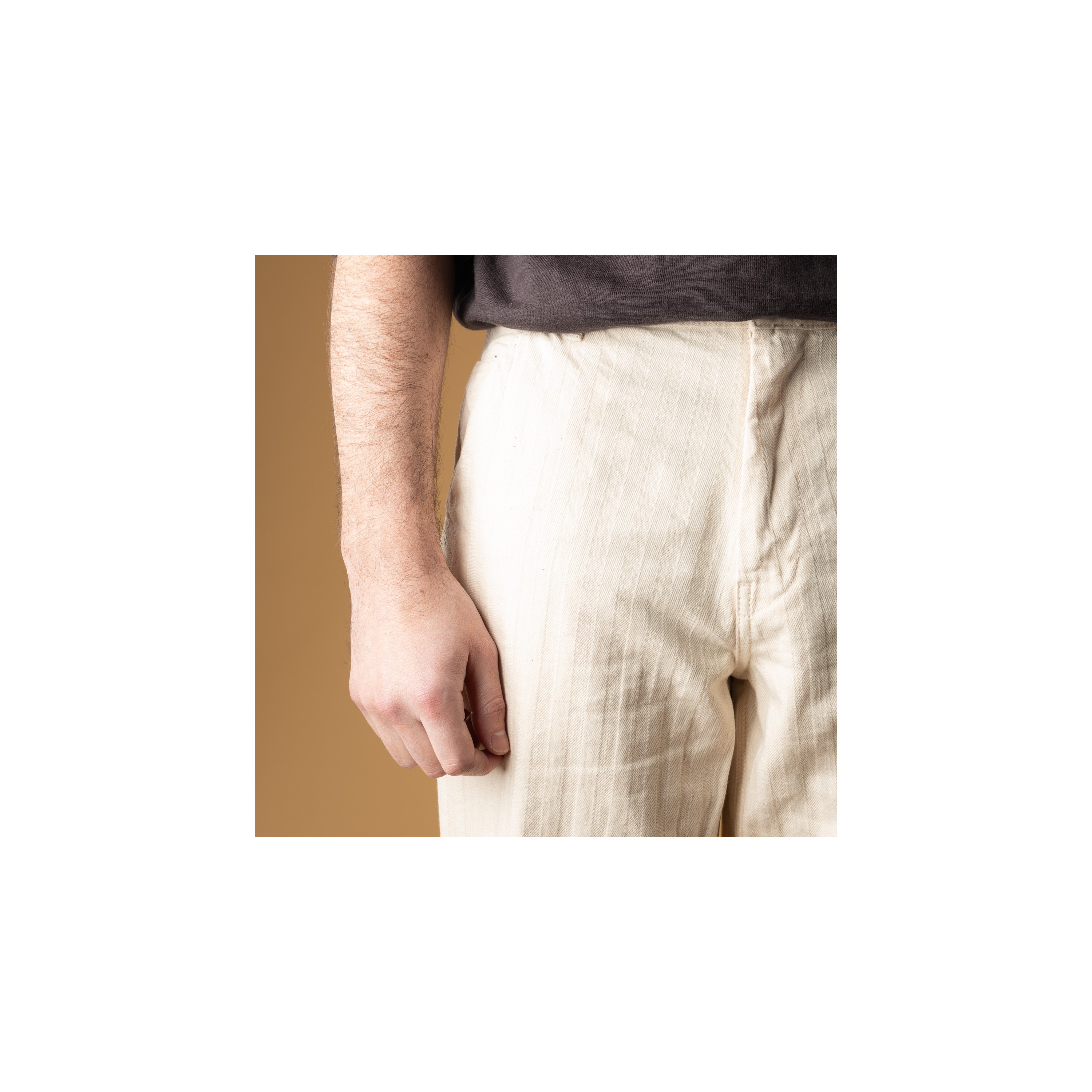 FOB FACTORY / F0485 Herringbone Painter Pants Ecru