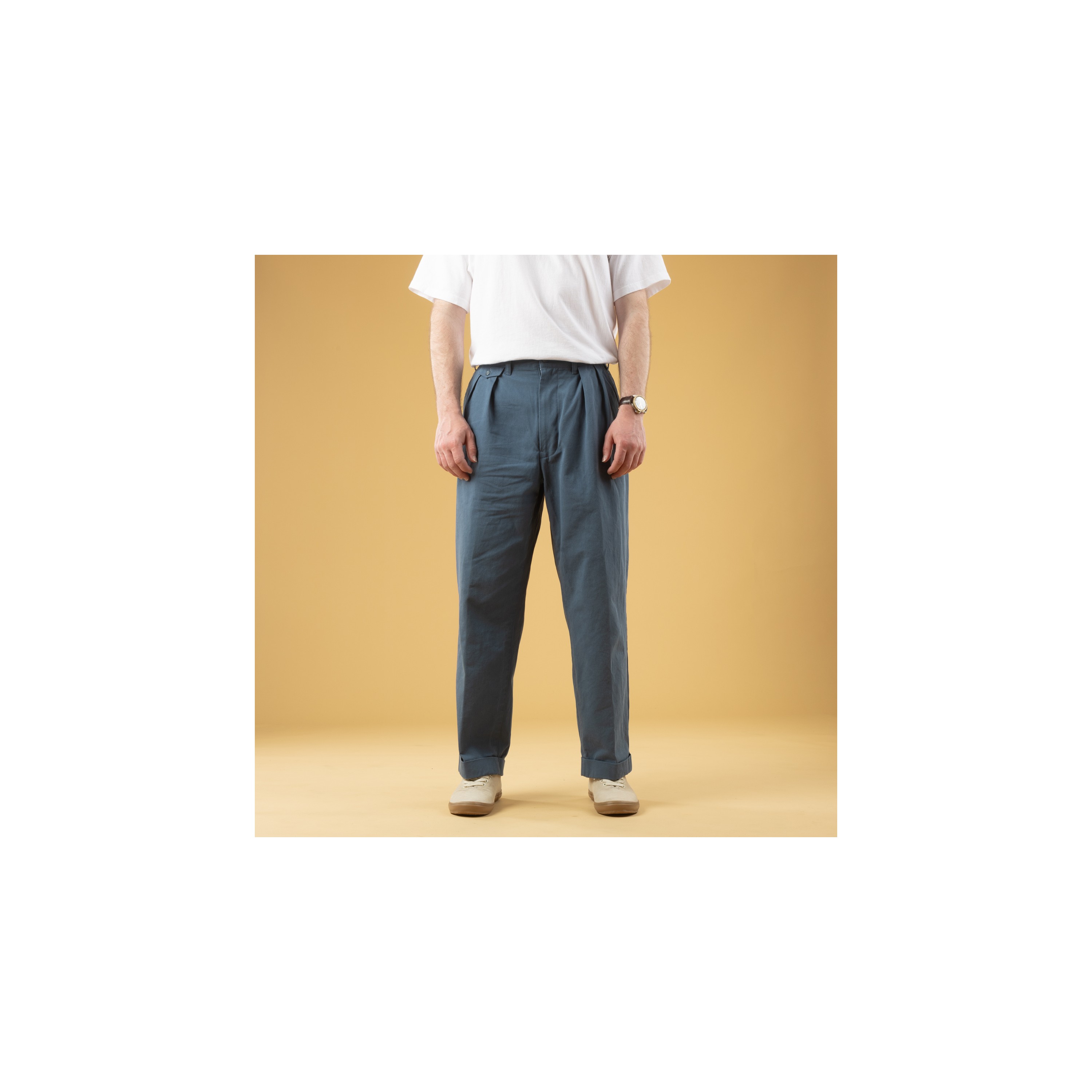 BEAMS PLUS / 2 Pleats Trousers Twill Bio Washed Sax