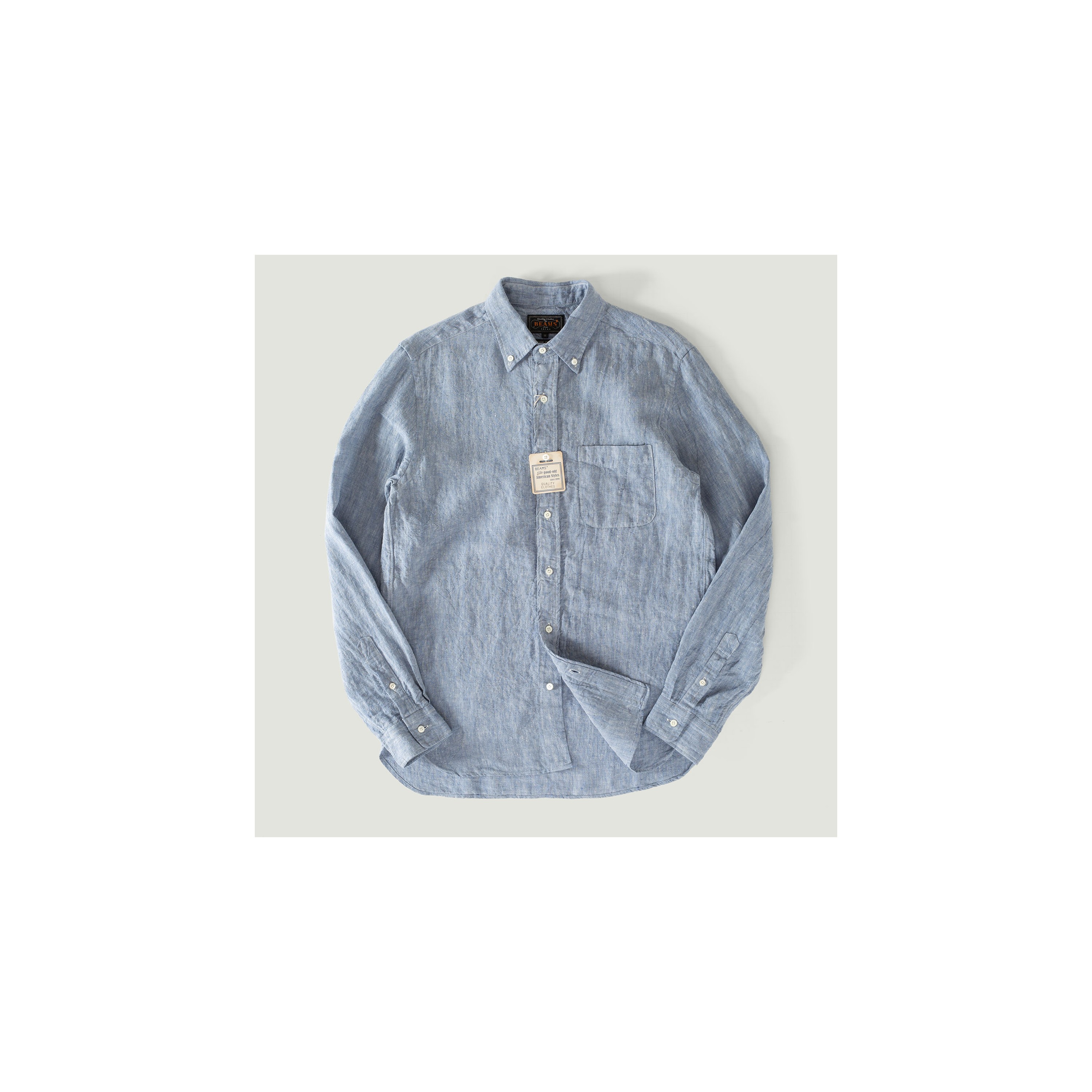 BEAMS PLUS / B.D. Solid Blue Linen