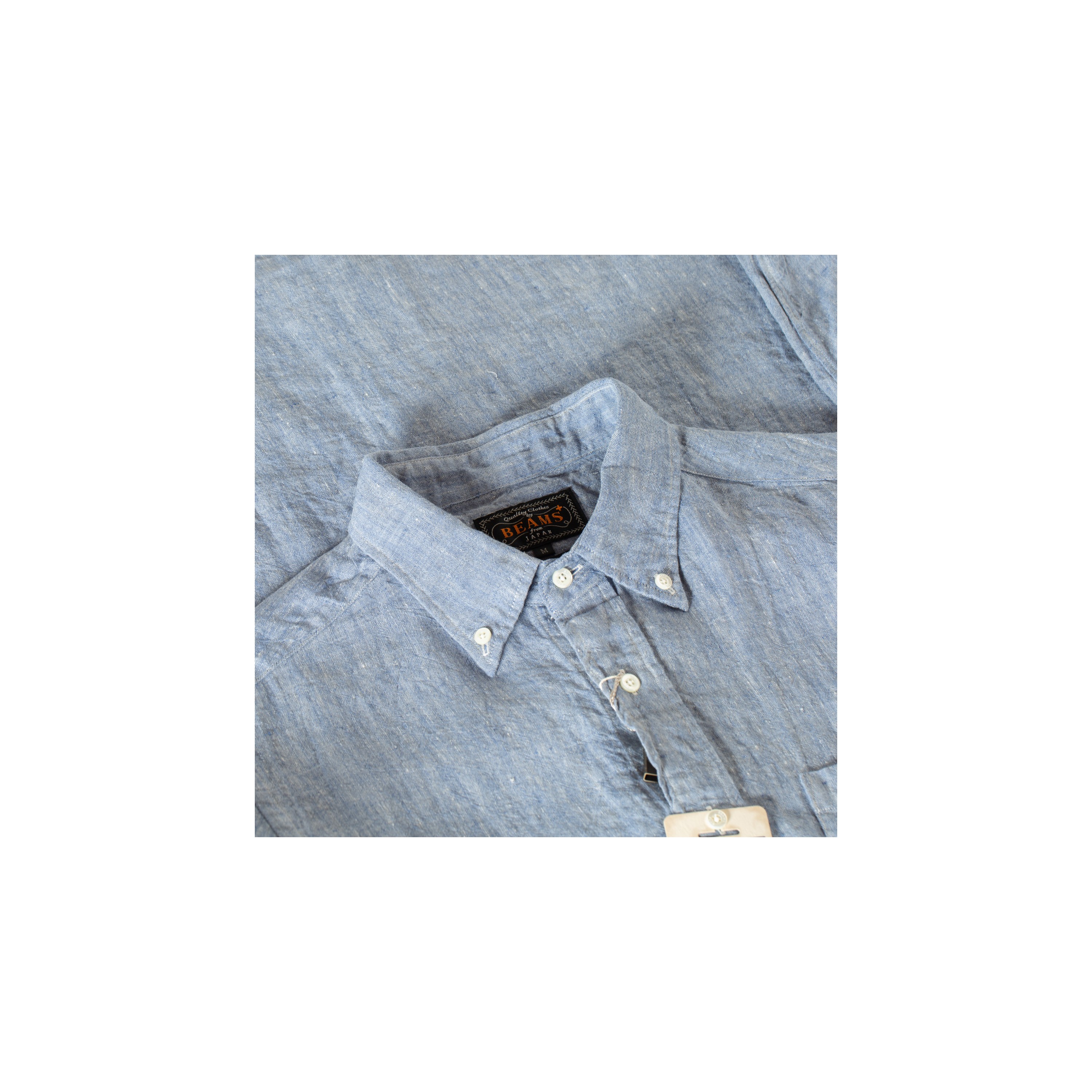 BEAMS PLUS / B.D. Solid Blue Linen
