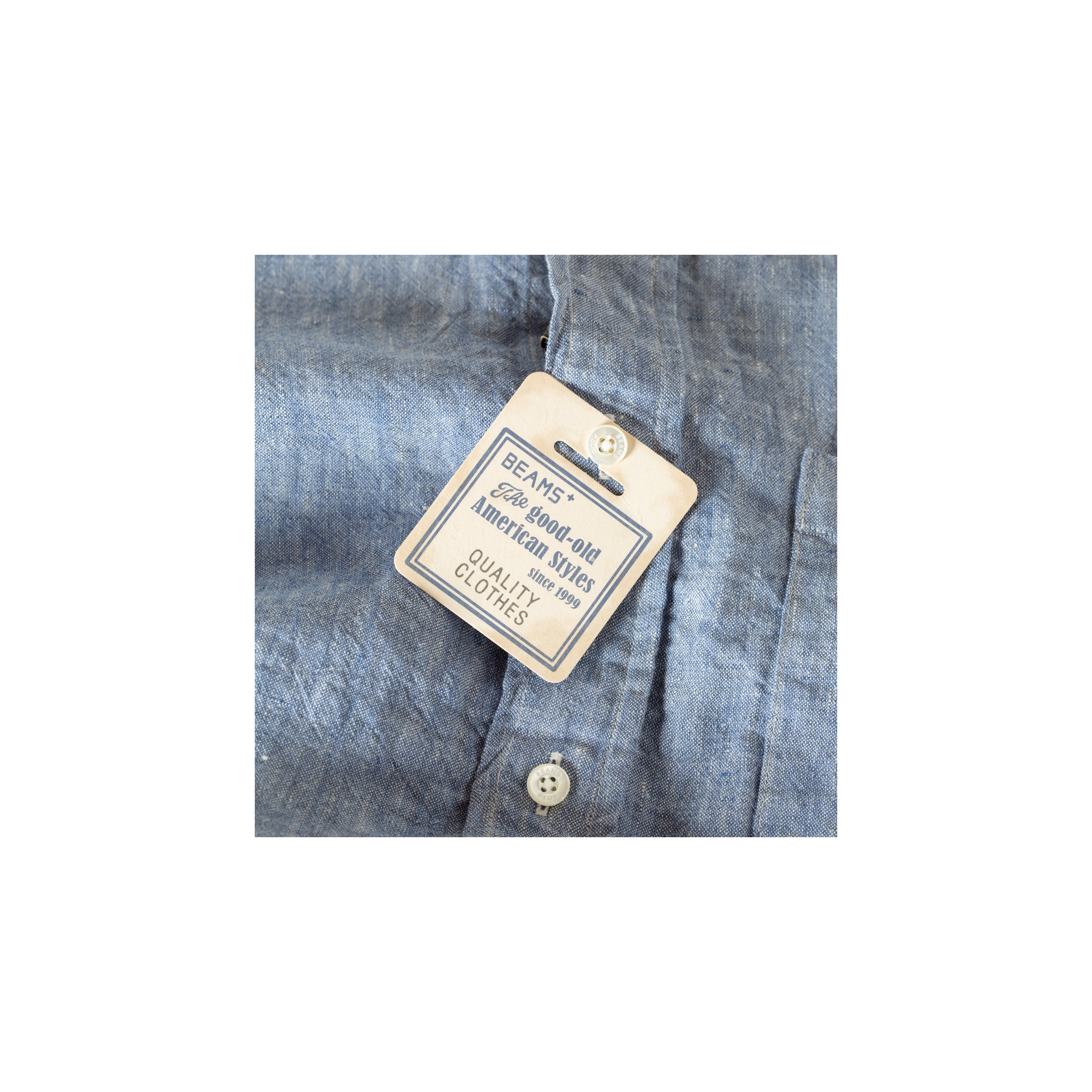 BEAMS PLUS / B.D. Solid Blue Linen