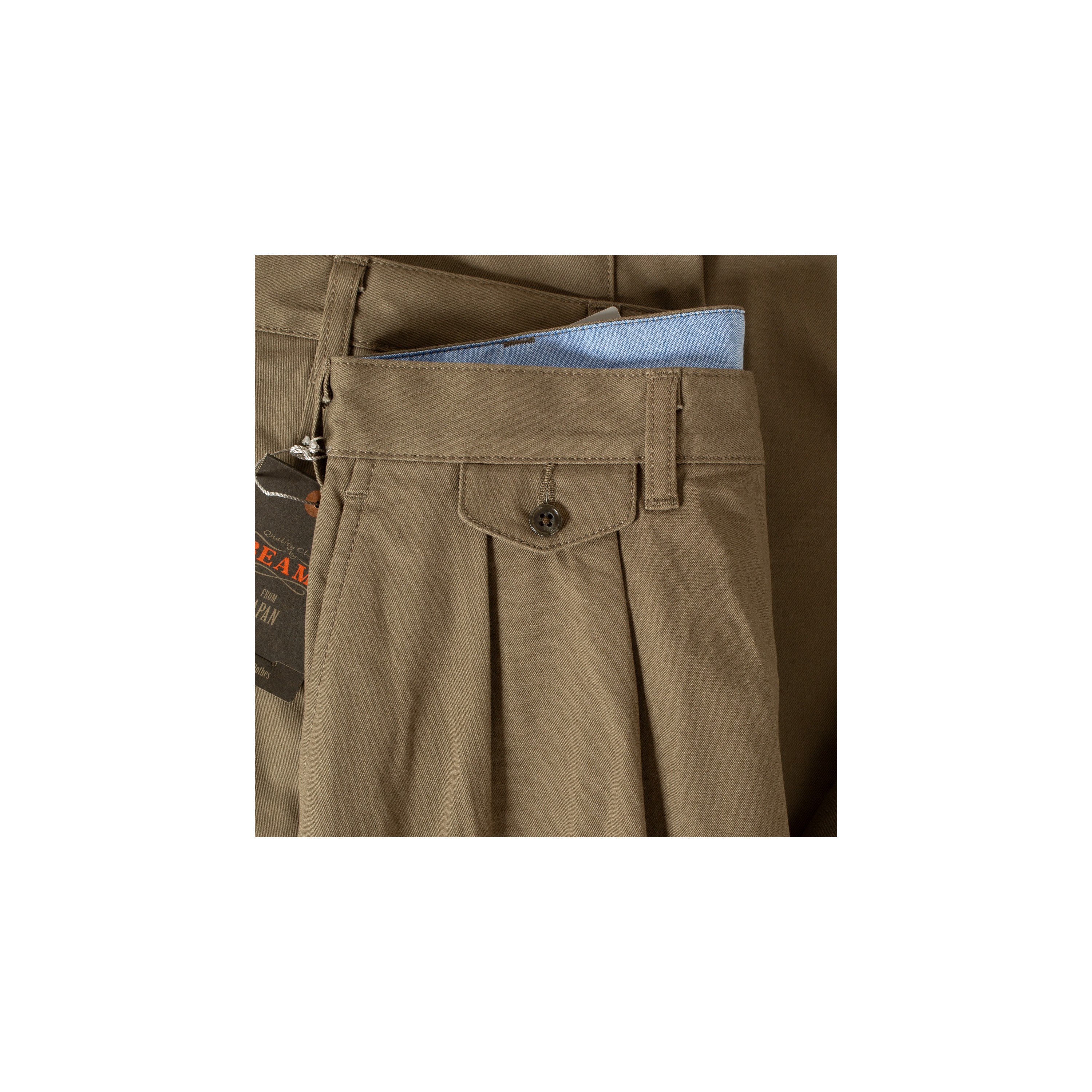 BEAMS PLUS / 2 Pleats Twill Trousers Olive BEAMS PLUS / 2 Pleats Twill Trousers Olive