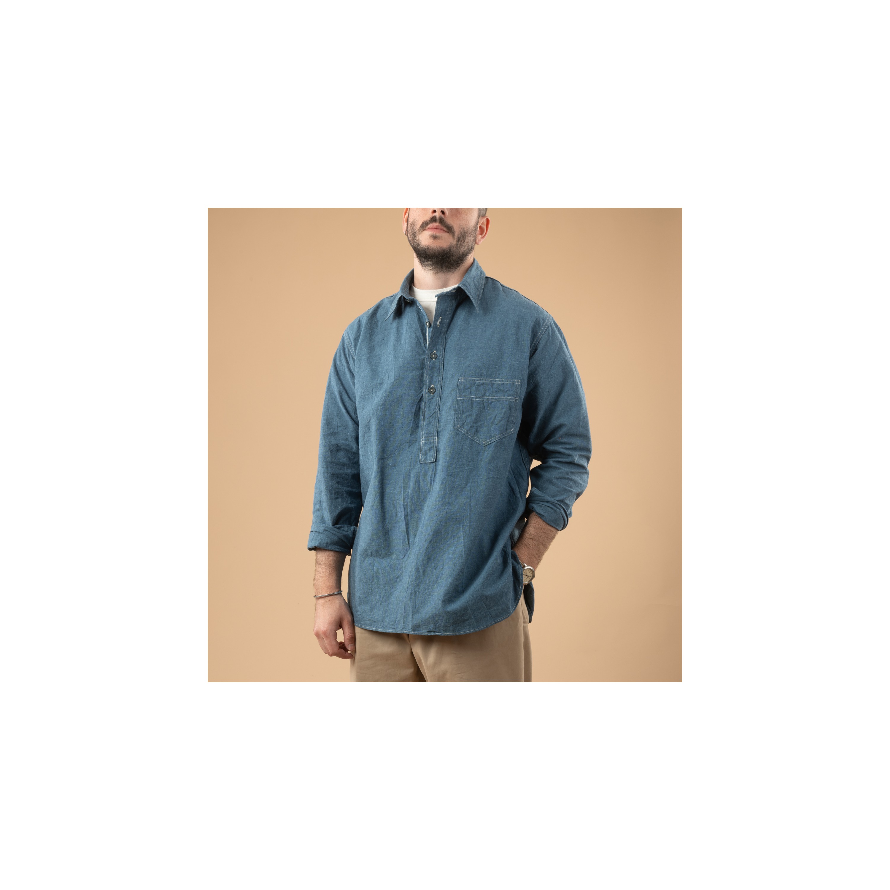 WAREHOUSE & CO. / Lot. 3059 Pullover Chambray Shirts Navy