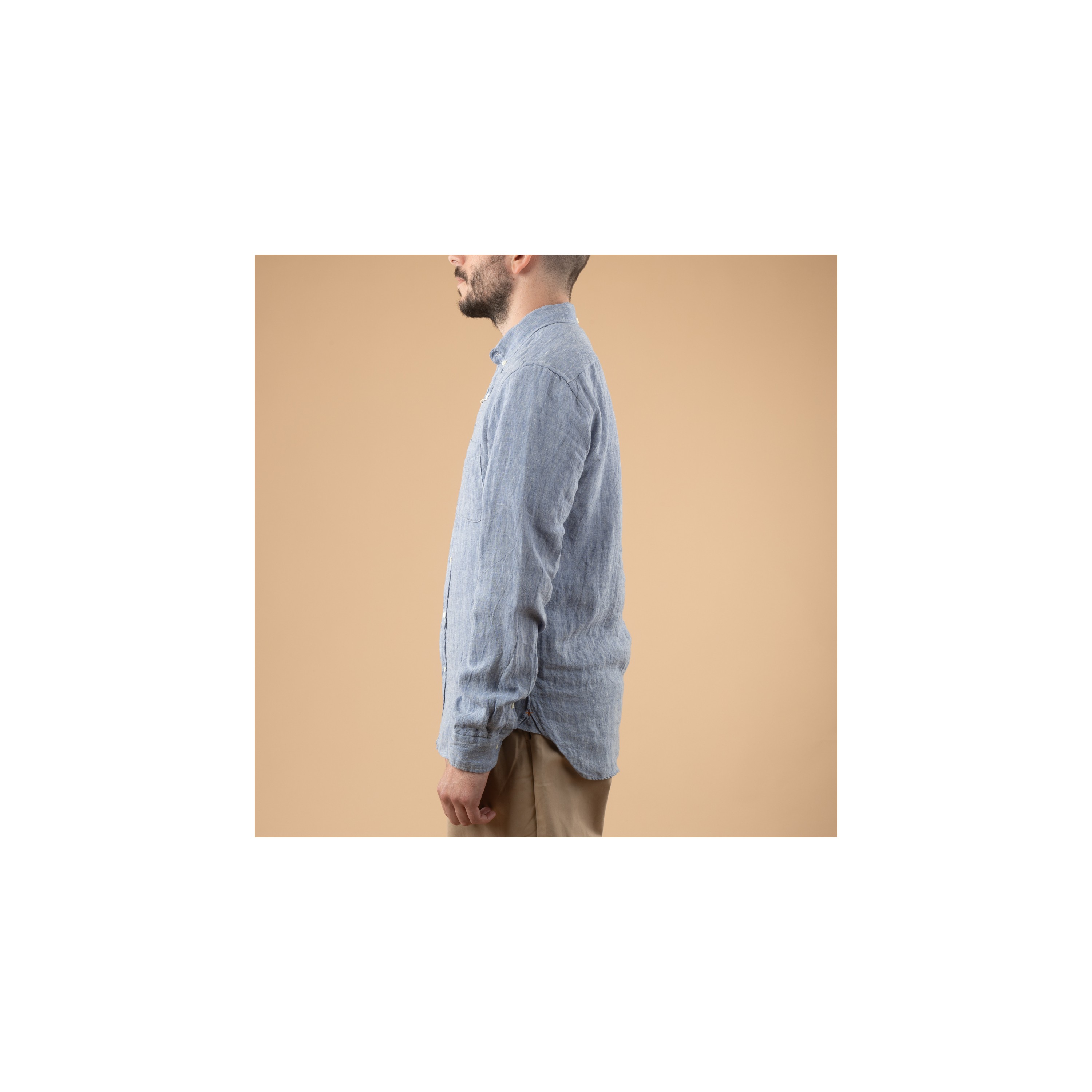 BEAMS PLUS / B.D. Solid Blue Linen