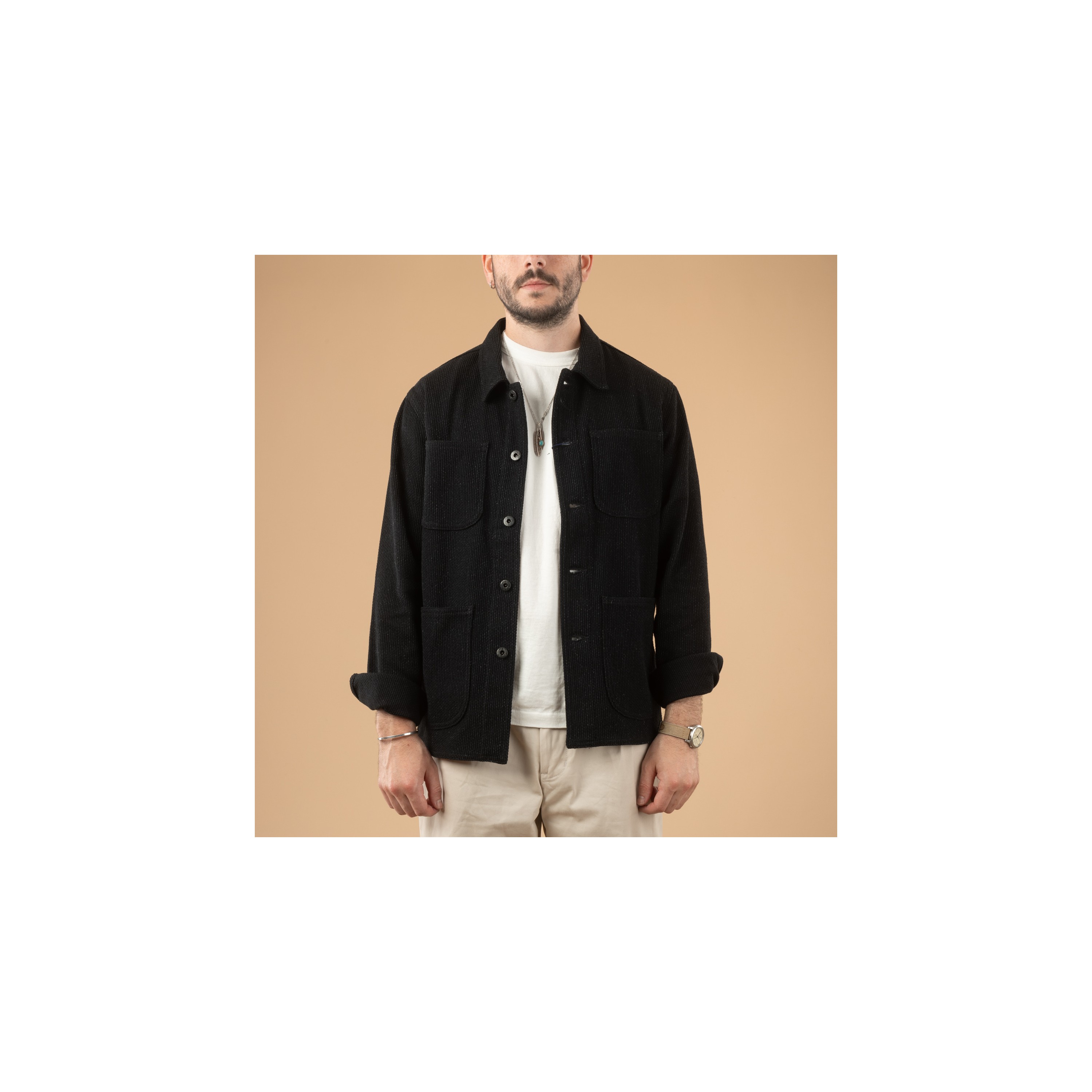 JAPAN BLUE JEANS / Sashiko Black Coverall Jacket