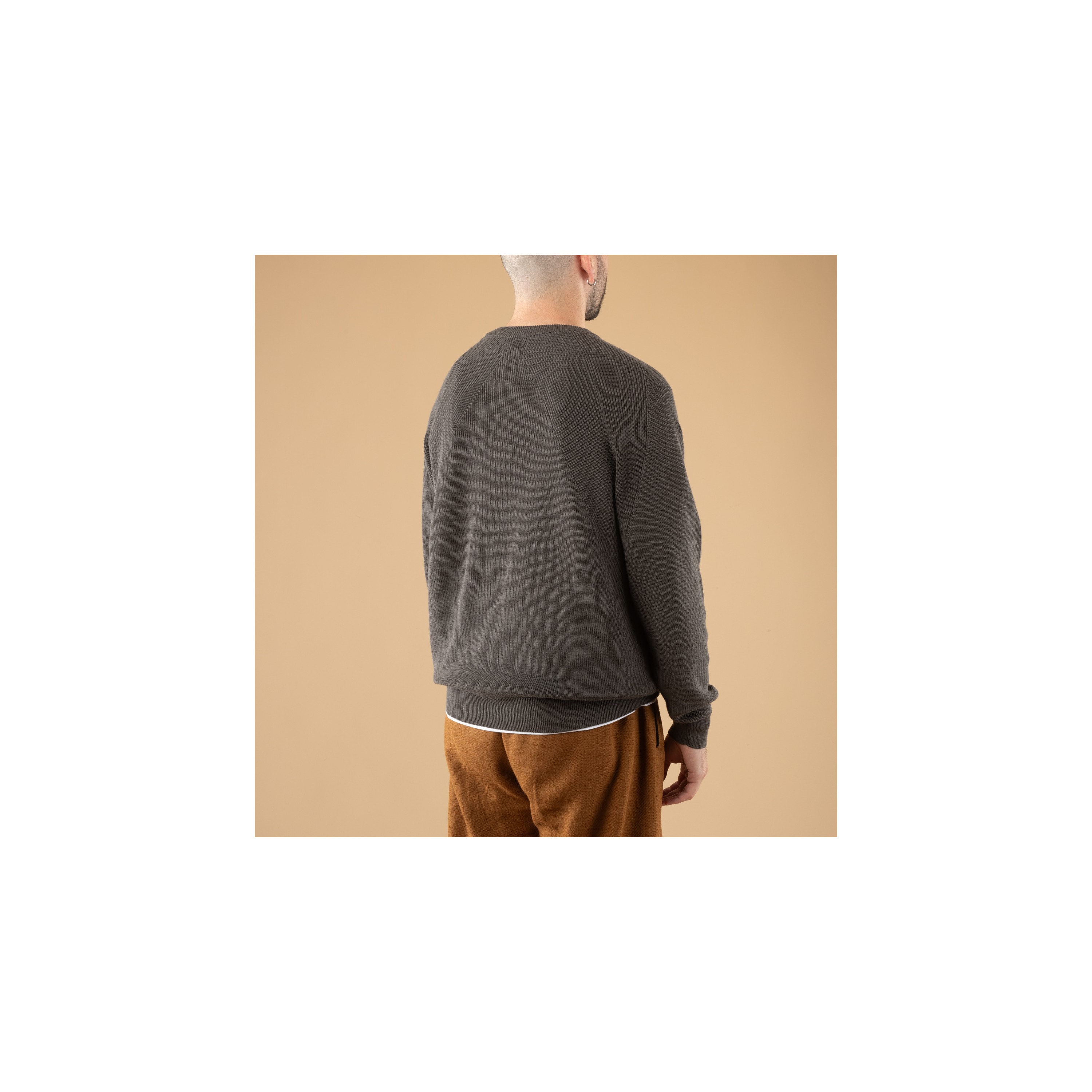 BATONER / The Sea Island Cotton Signature Crewneck Dark Gray