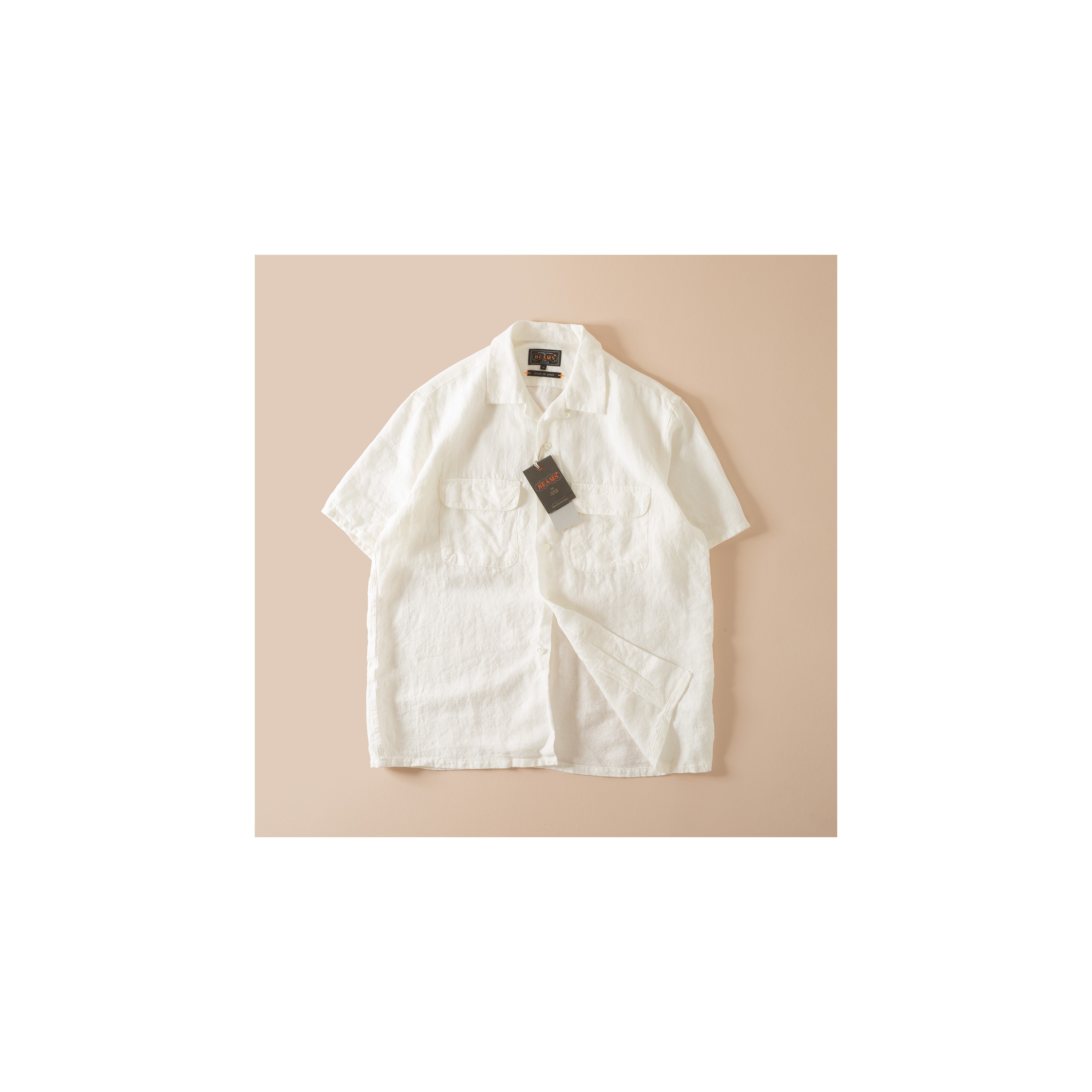 BEAMS PLUS / Open Collar 1/40 Linen White