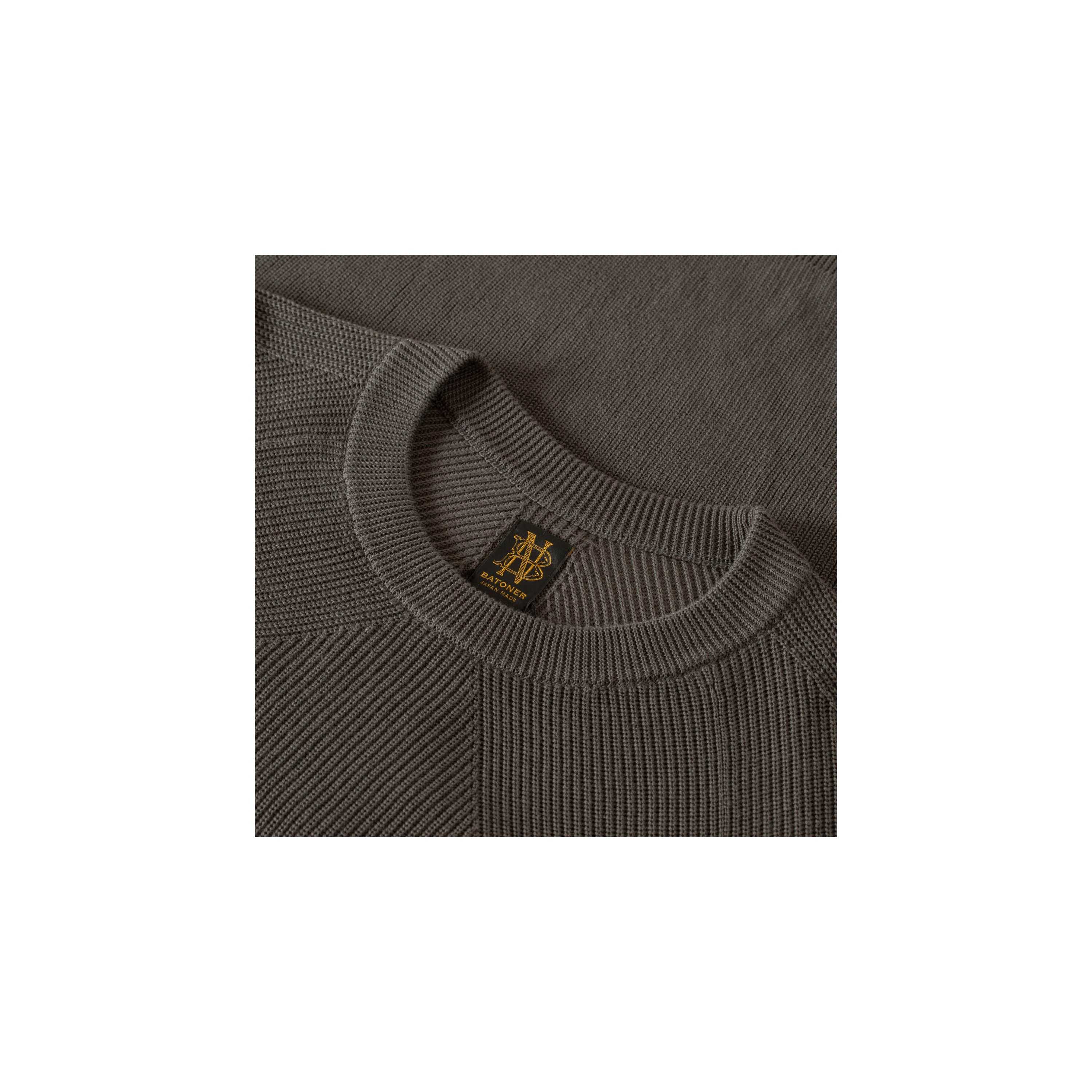 BATONER / The Sea Island Cotton Signature Crewneck Dark Gray