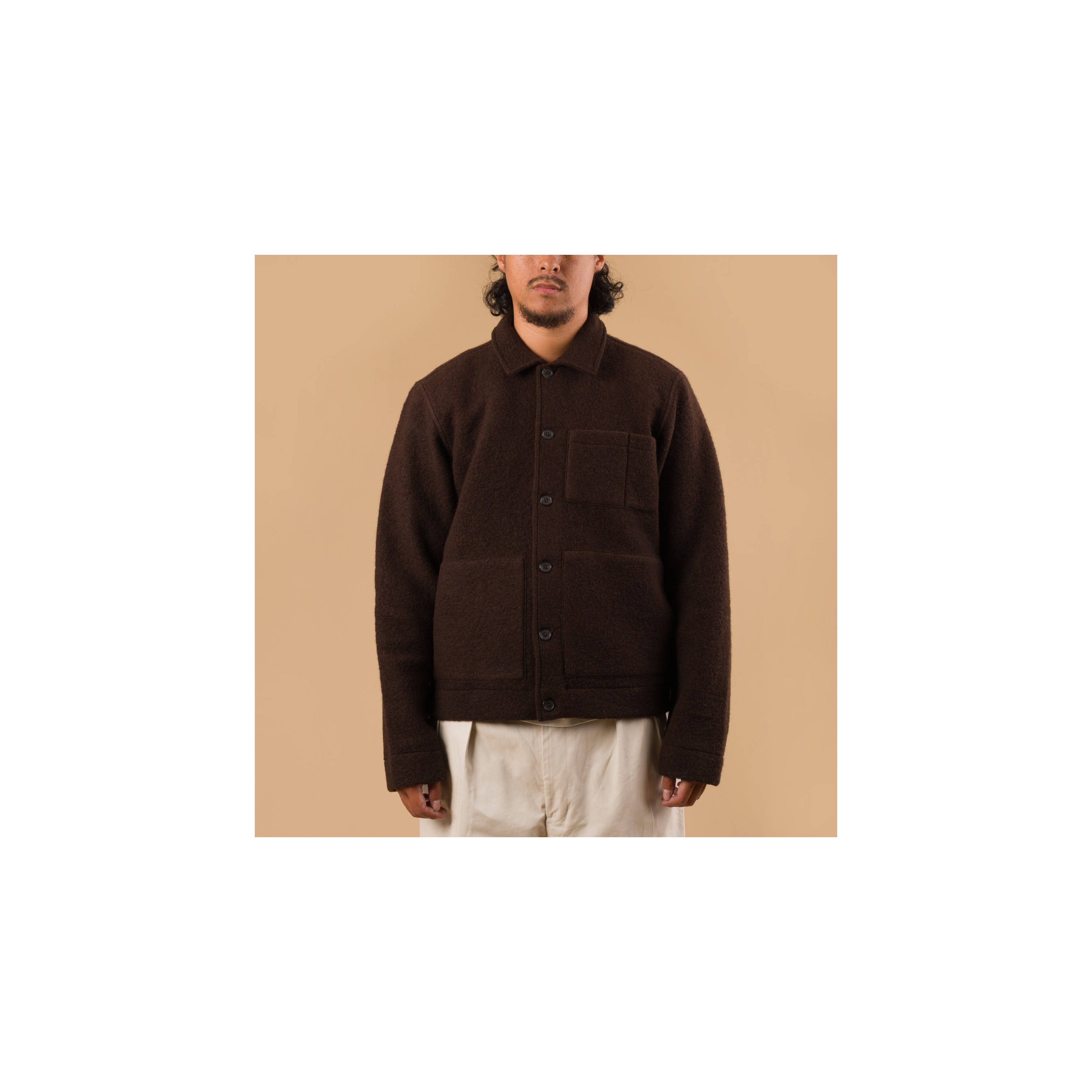 UNIVERSAL WORKS Wool Fleece Uniform Jacket Brown