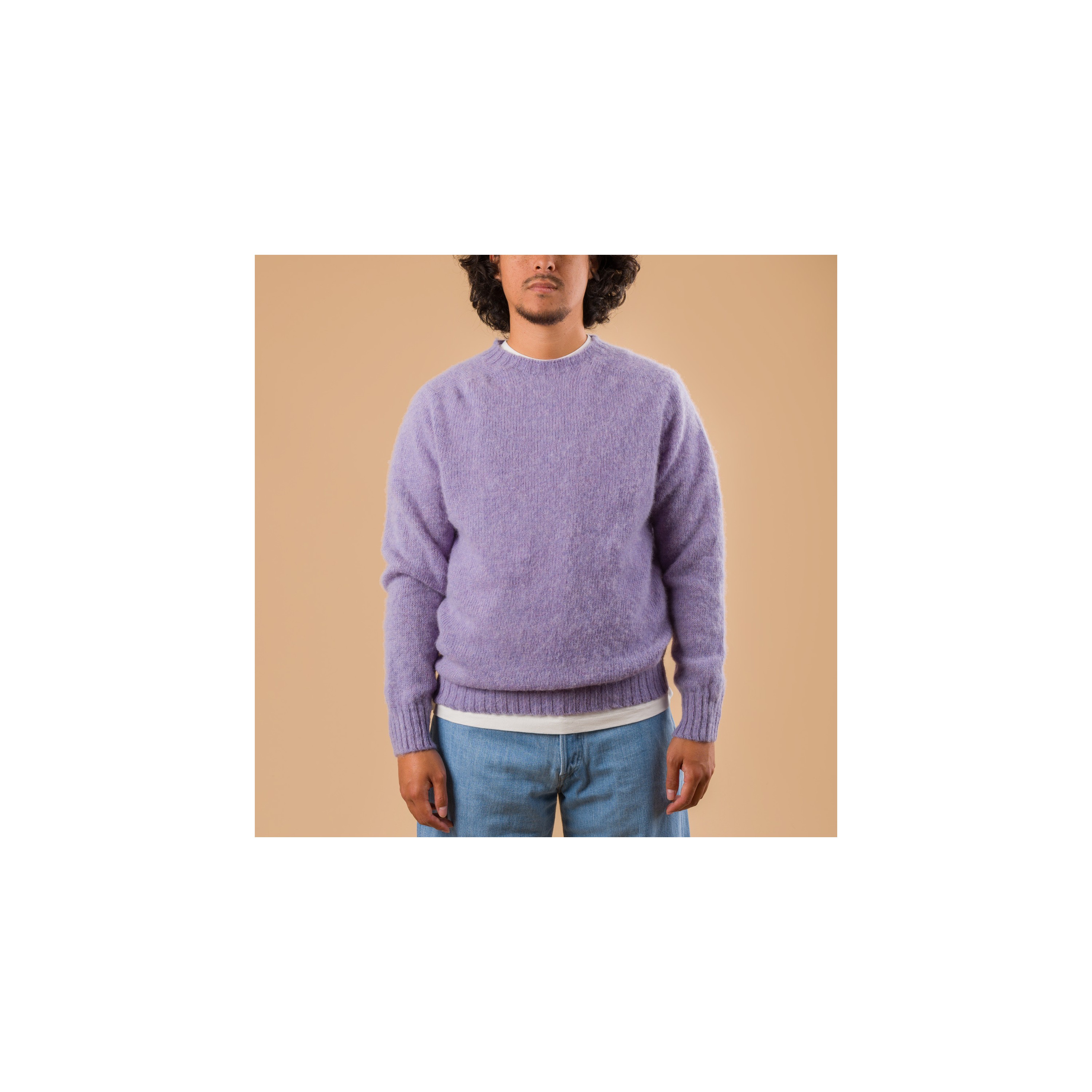 Harley Of Scotland X Flâneurs Shaggy Crew Neck Sweater Lavender