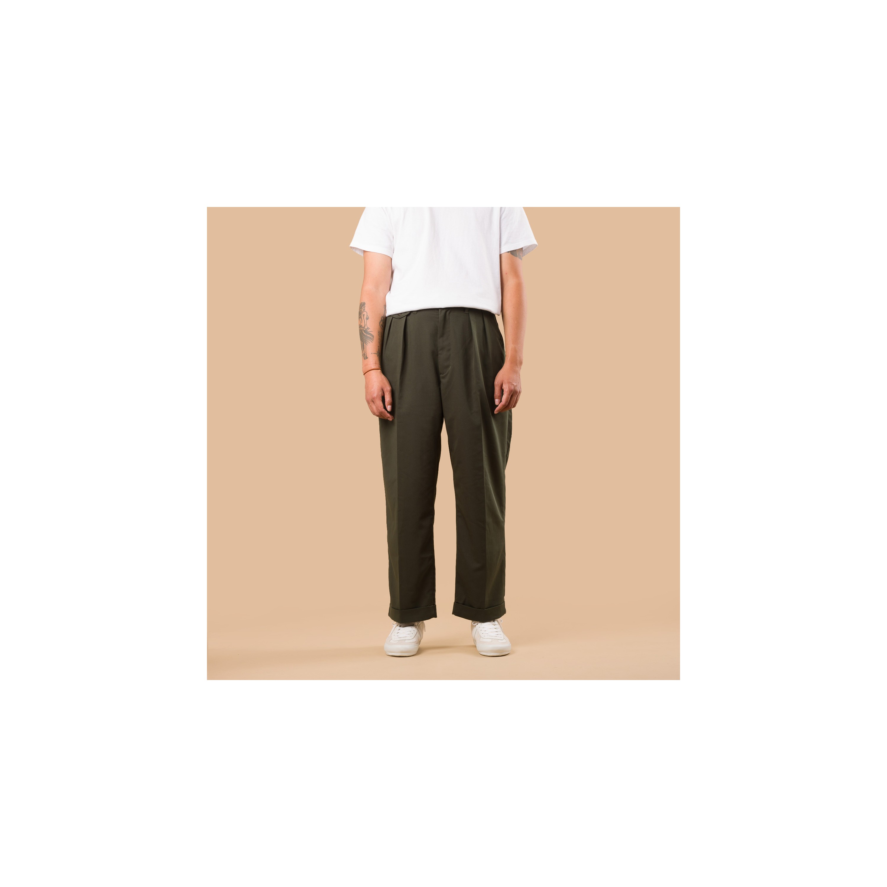 パンツ BEAMS PLUS 2 Pleats Trousers PE Twill BEAMS PLUS / 2 Pleats Trousers PE Twill Green