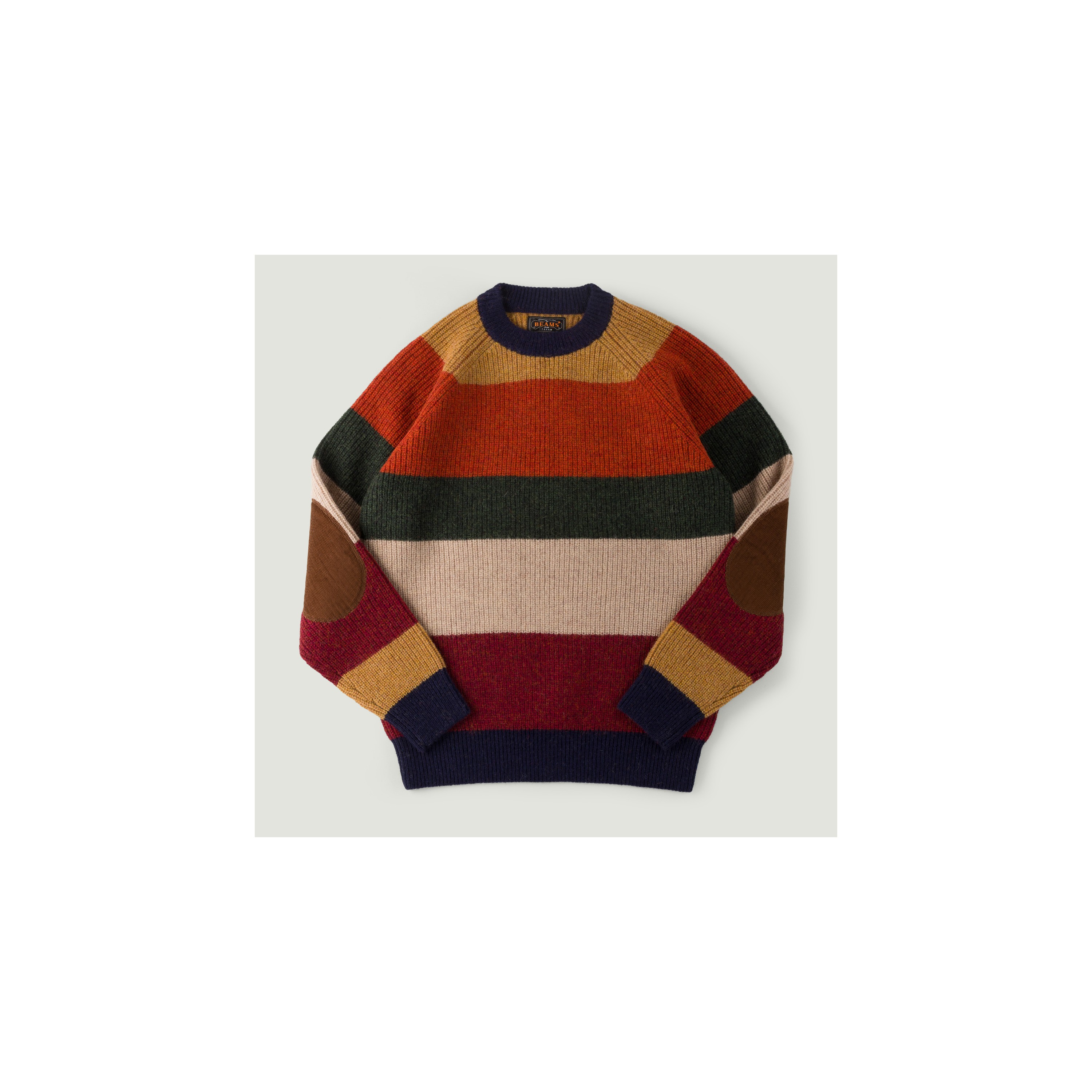 BEAMS PLUS / Crew Multi Stripe 5G Multi23F