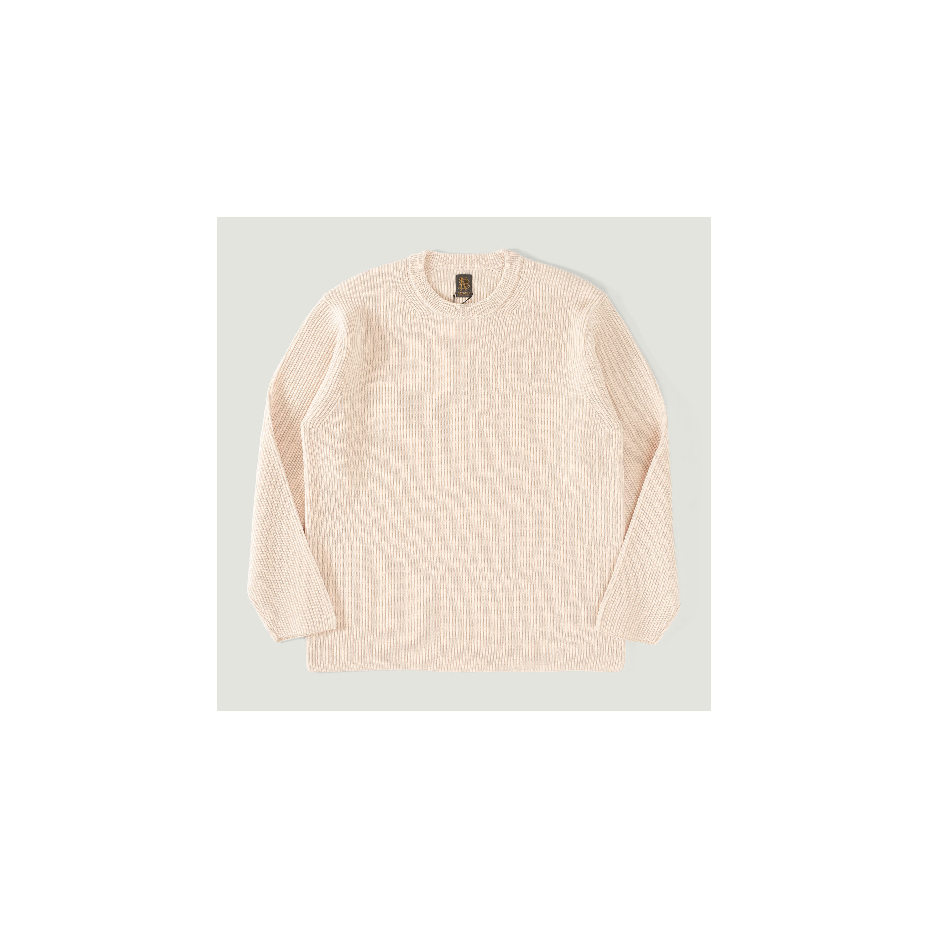 BATONER / Solid Wool Rib Crew Neck Ivory