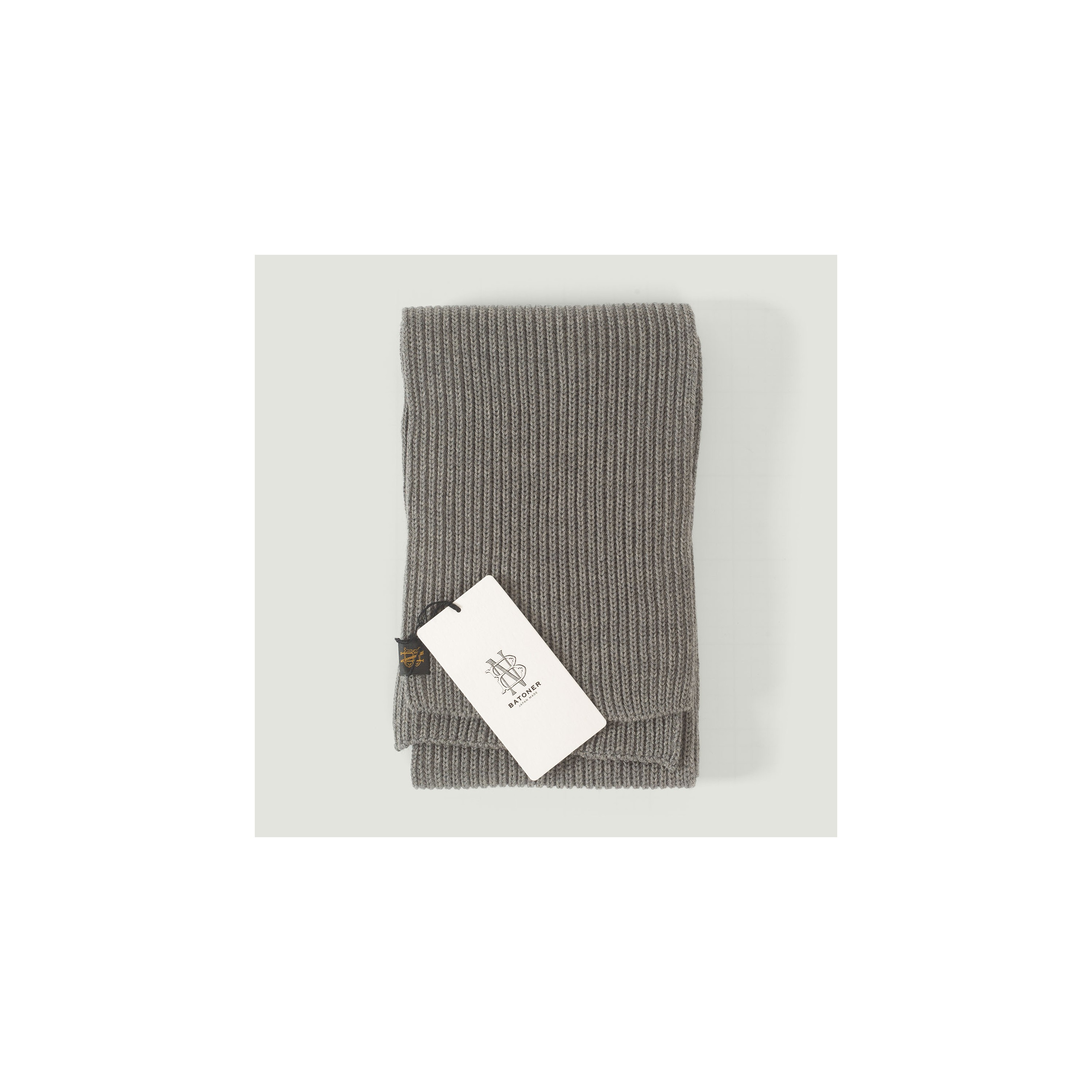 BATONER / Solid Wool Rib Muffler Melange Gray