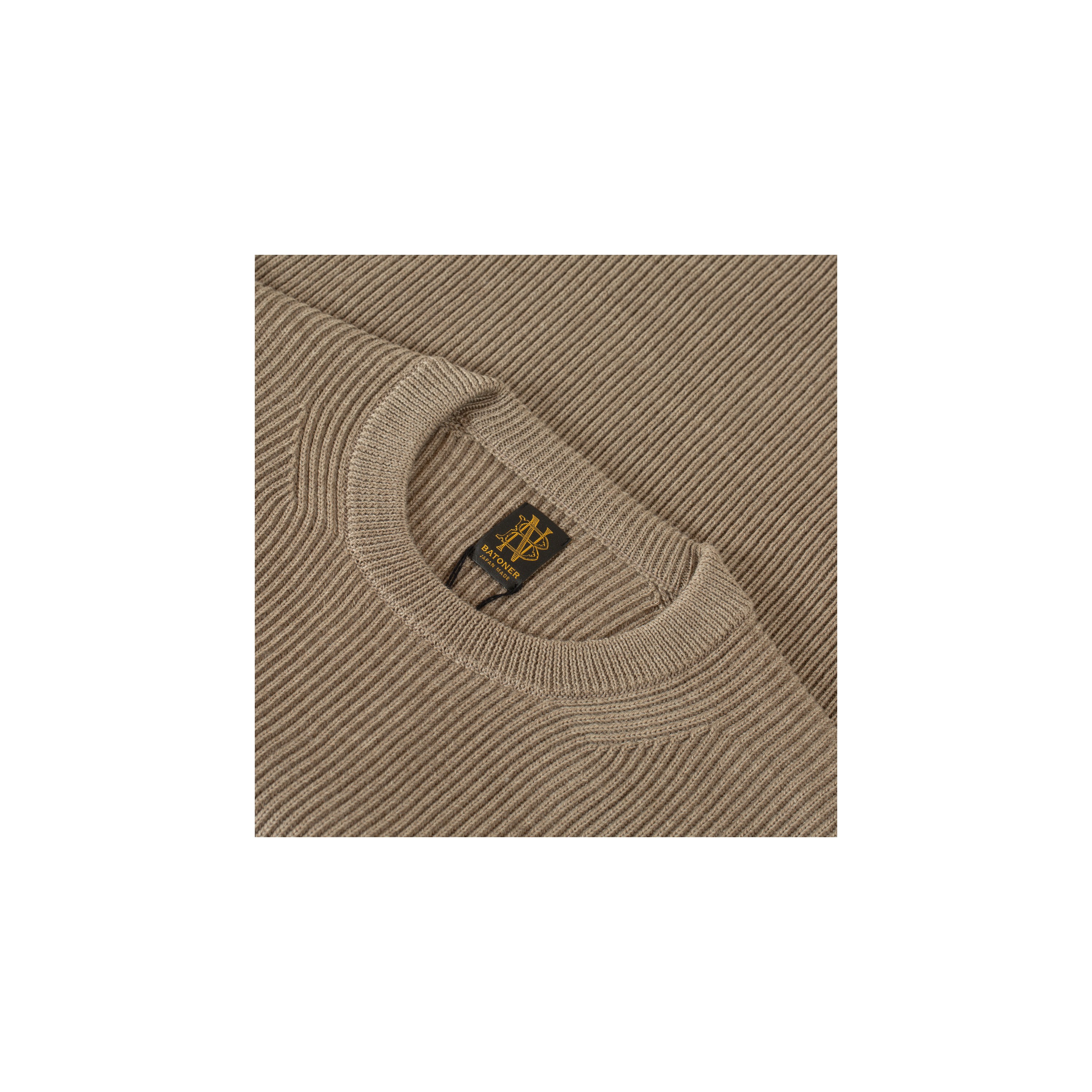 BATONER RIB CREW NECK ブラウン size2 M リブ 10⁄8(月)発売。BATONER 