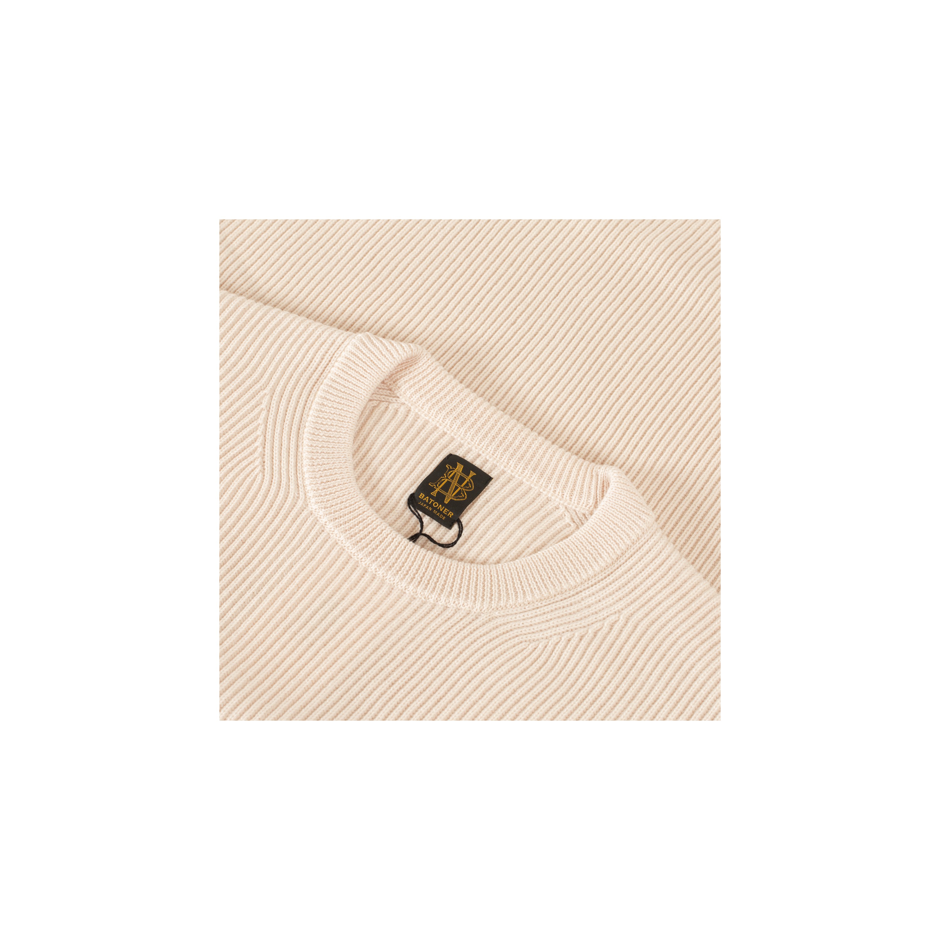 BATONER / Solid Wool Rib Crew Neck Ivory