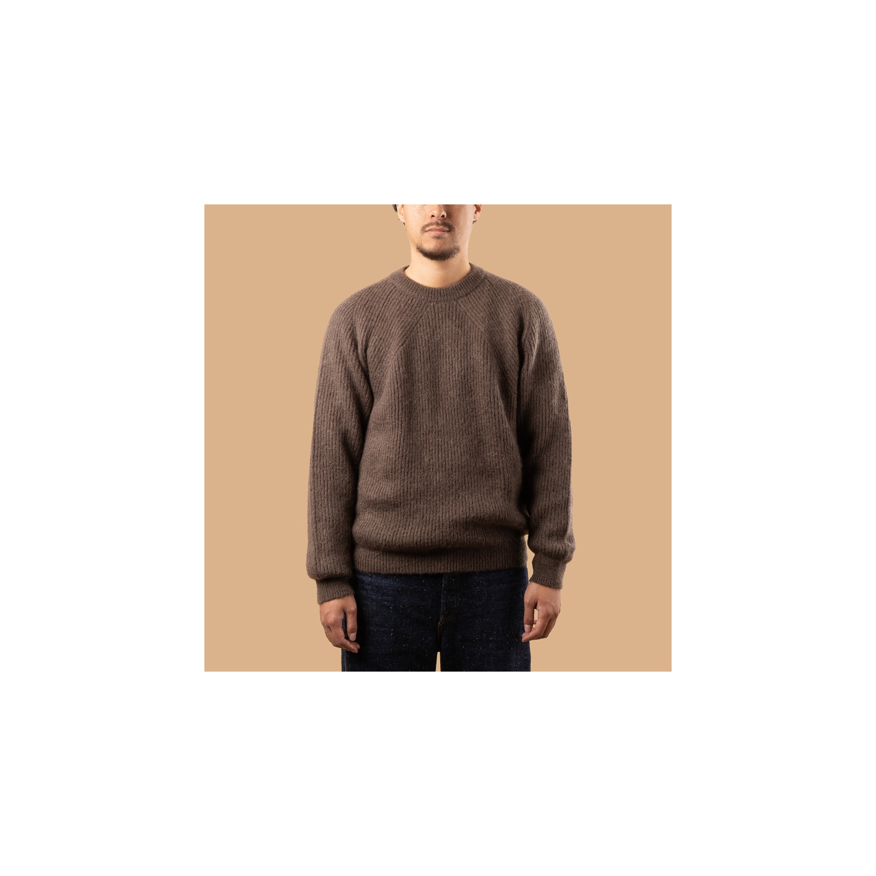 BATONER / Pure Mohair Signature Crew Neck Olive