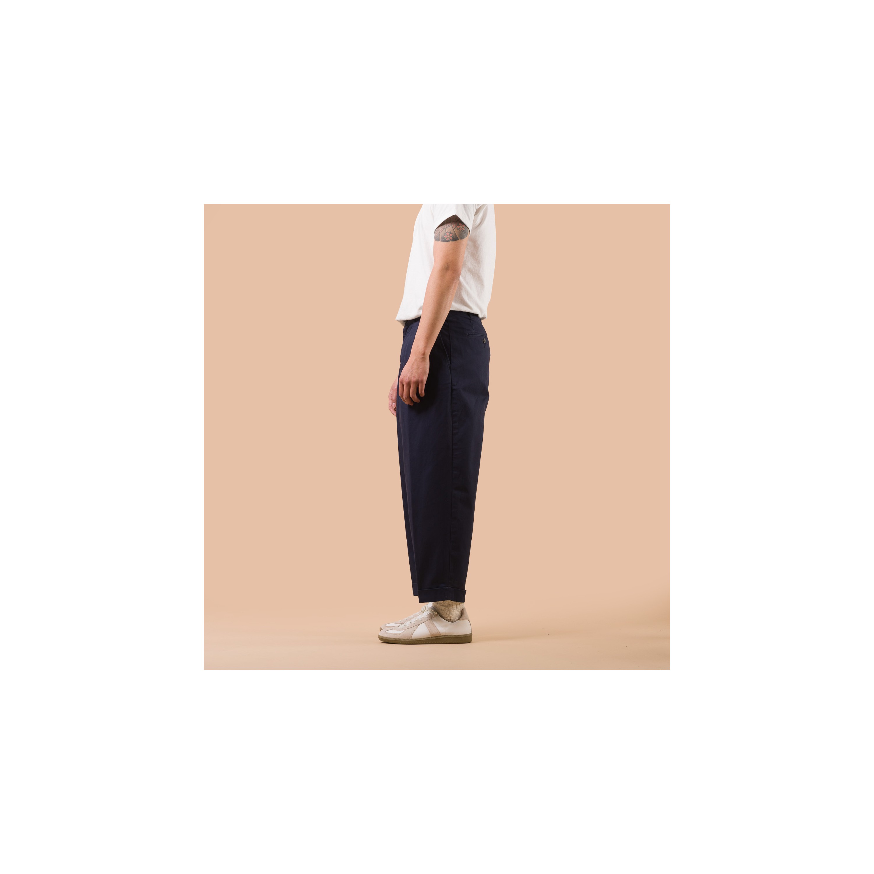 BEAMS PLUS / 2 Pleats Twill Trousers Dark Navy