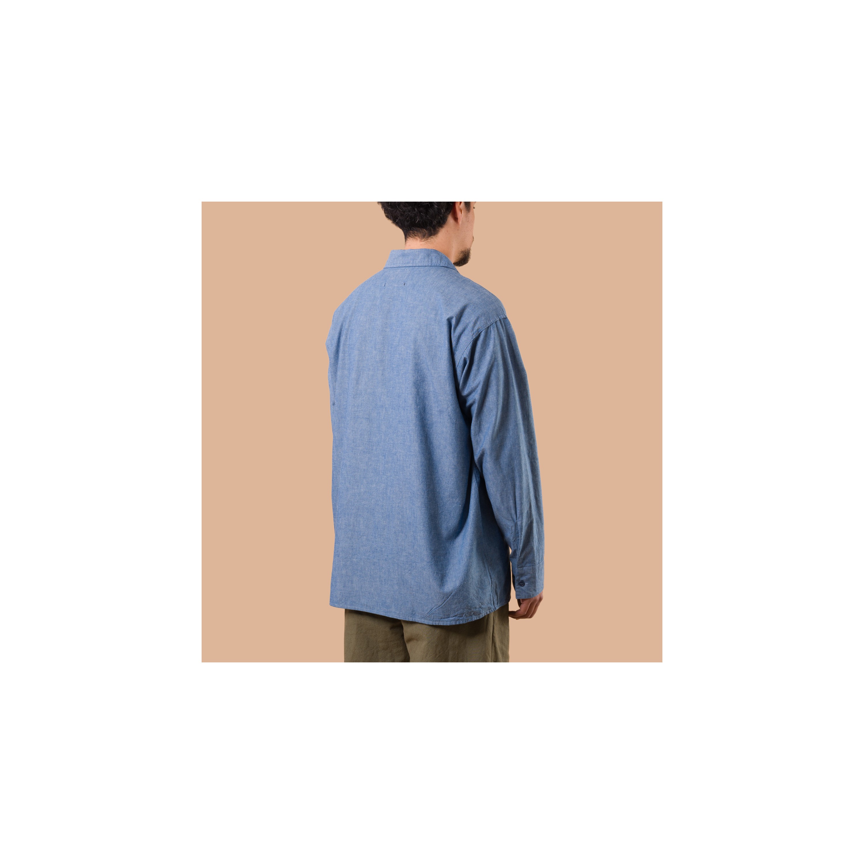BEAMS PLUS / Mil Open Collar Chambray Sax