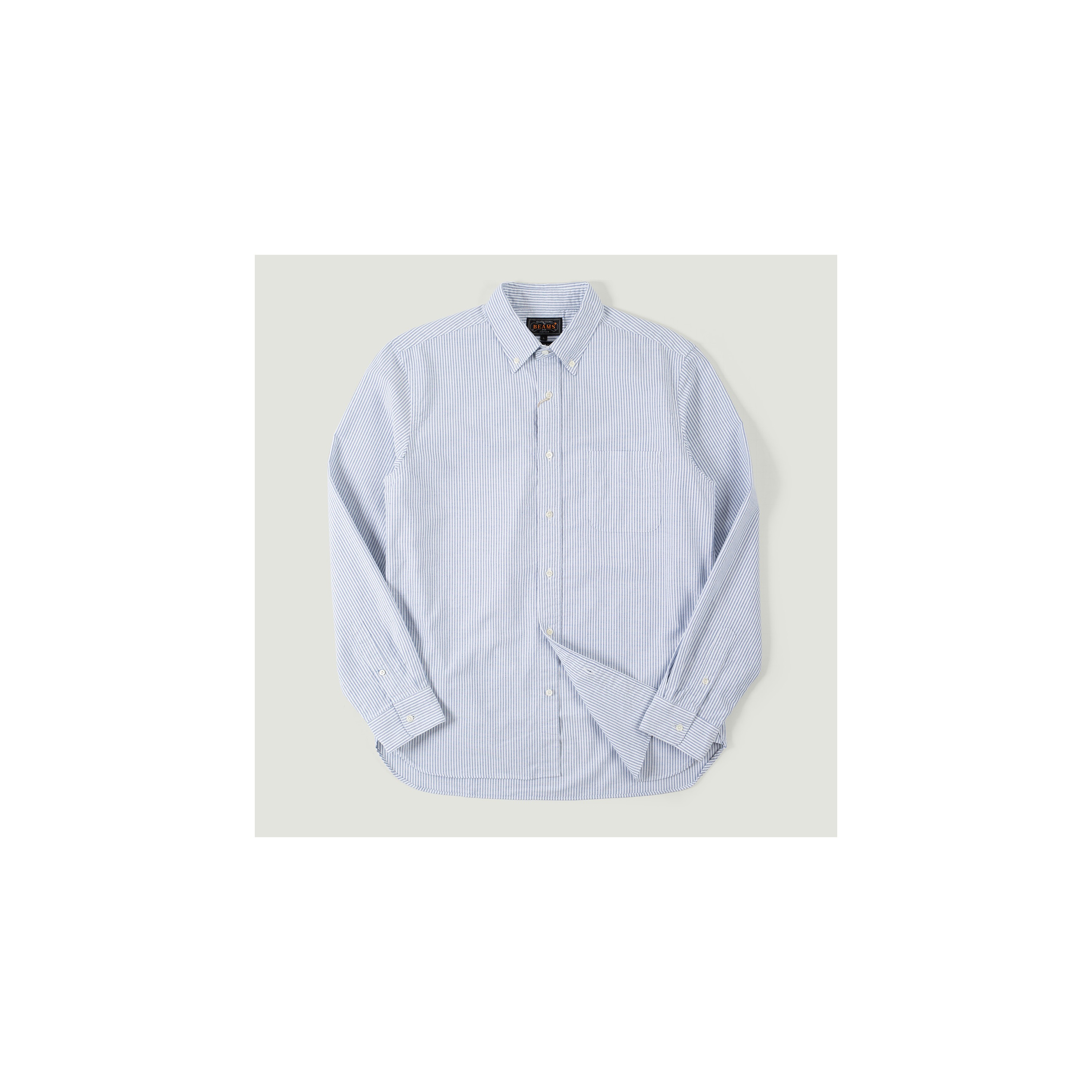 BEAMS PLUS / BD Oxford Shirt Candy Stripe Blue