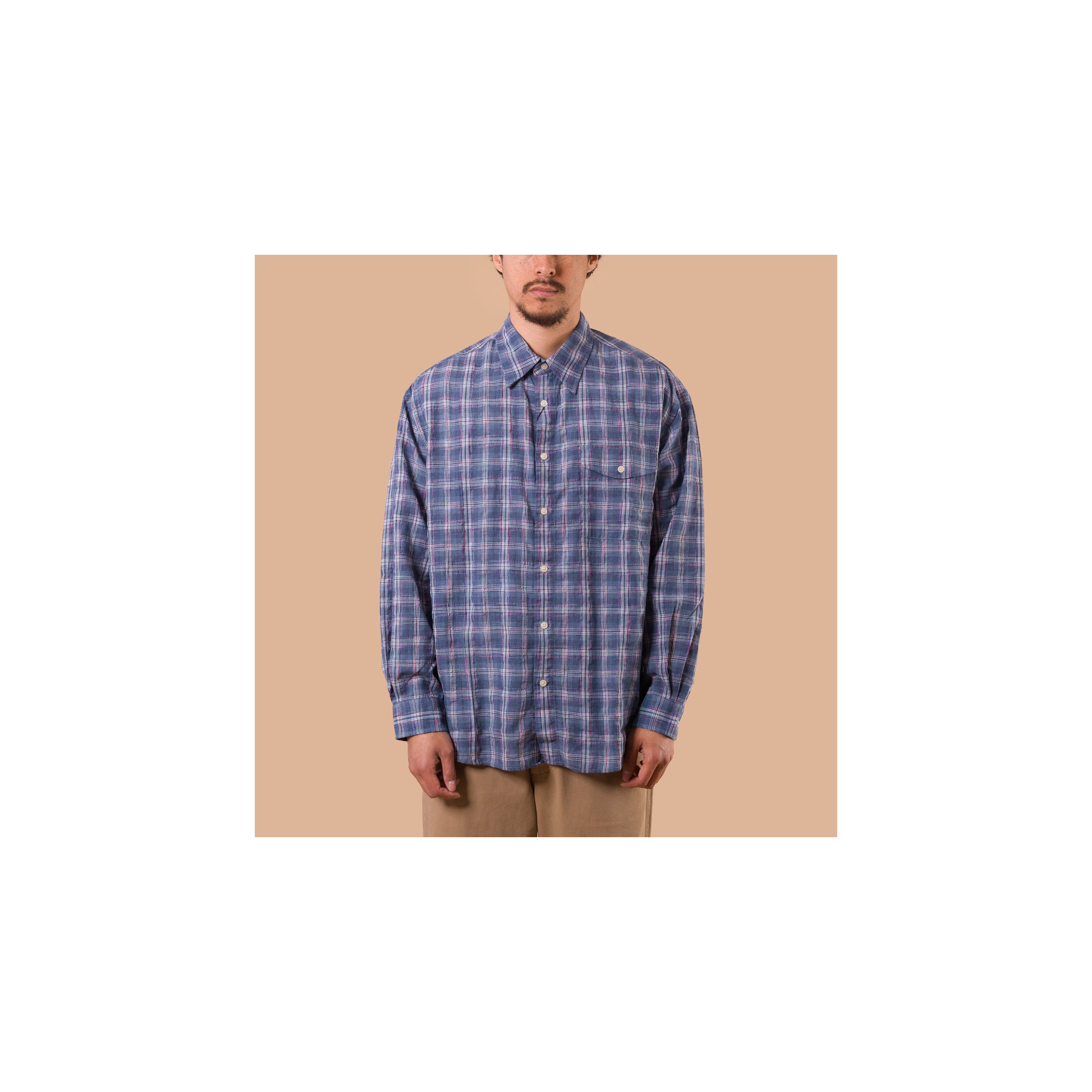 FRIZMWORKS / Uneven Check Shirt Blue