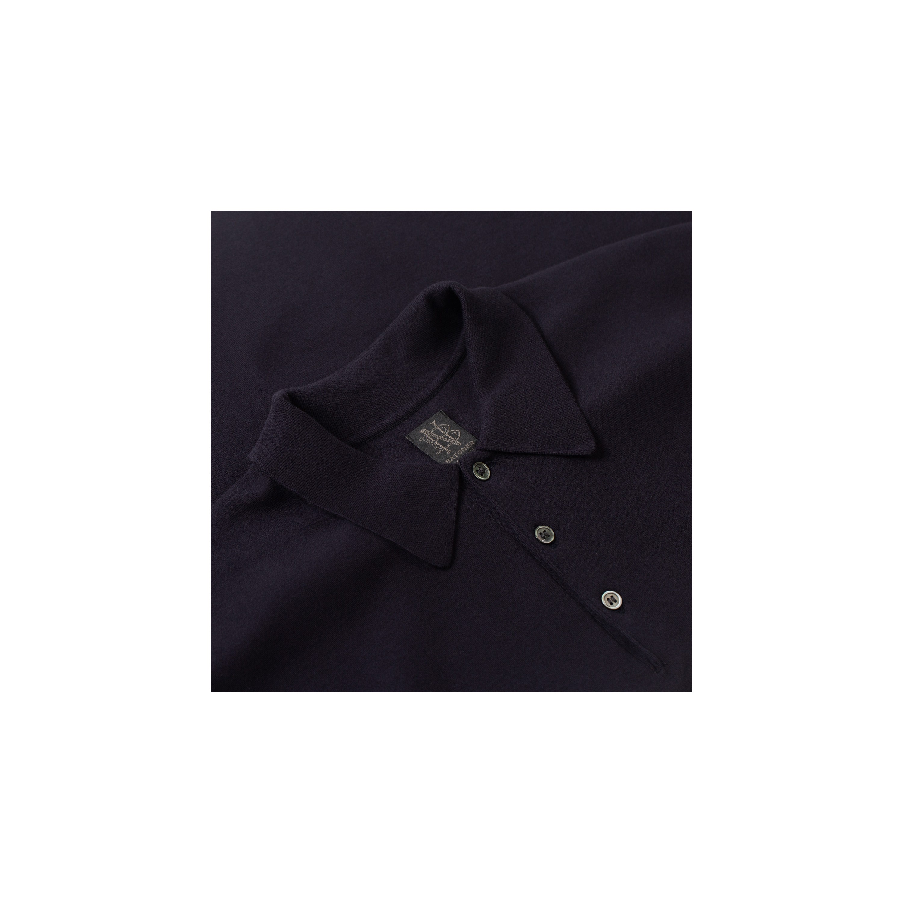 BATONER / 32G Smooth Knit Short Sleeve Polo Navy