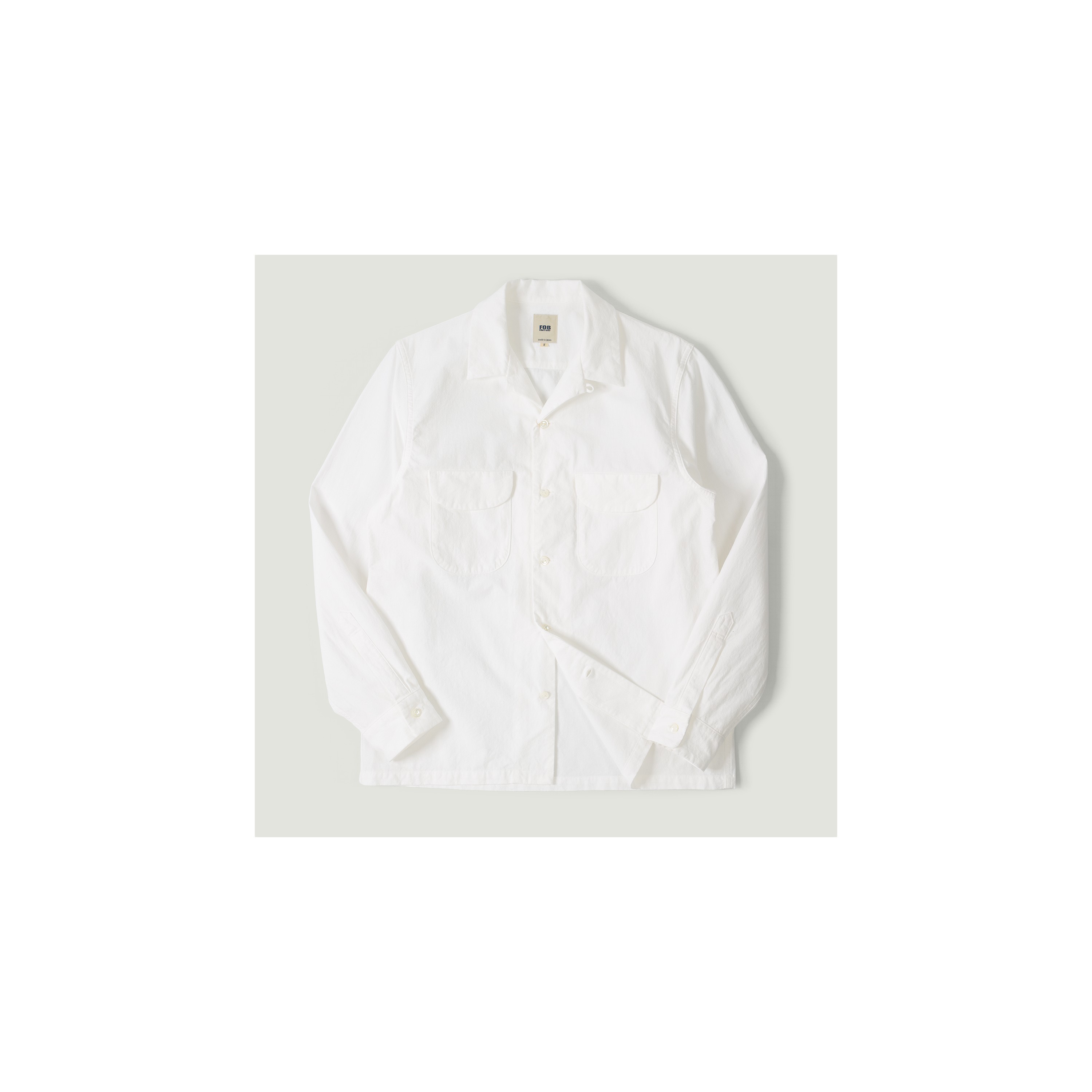 FOB FACTORY / F3514 Open Collar Shirt White
