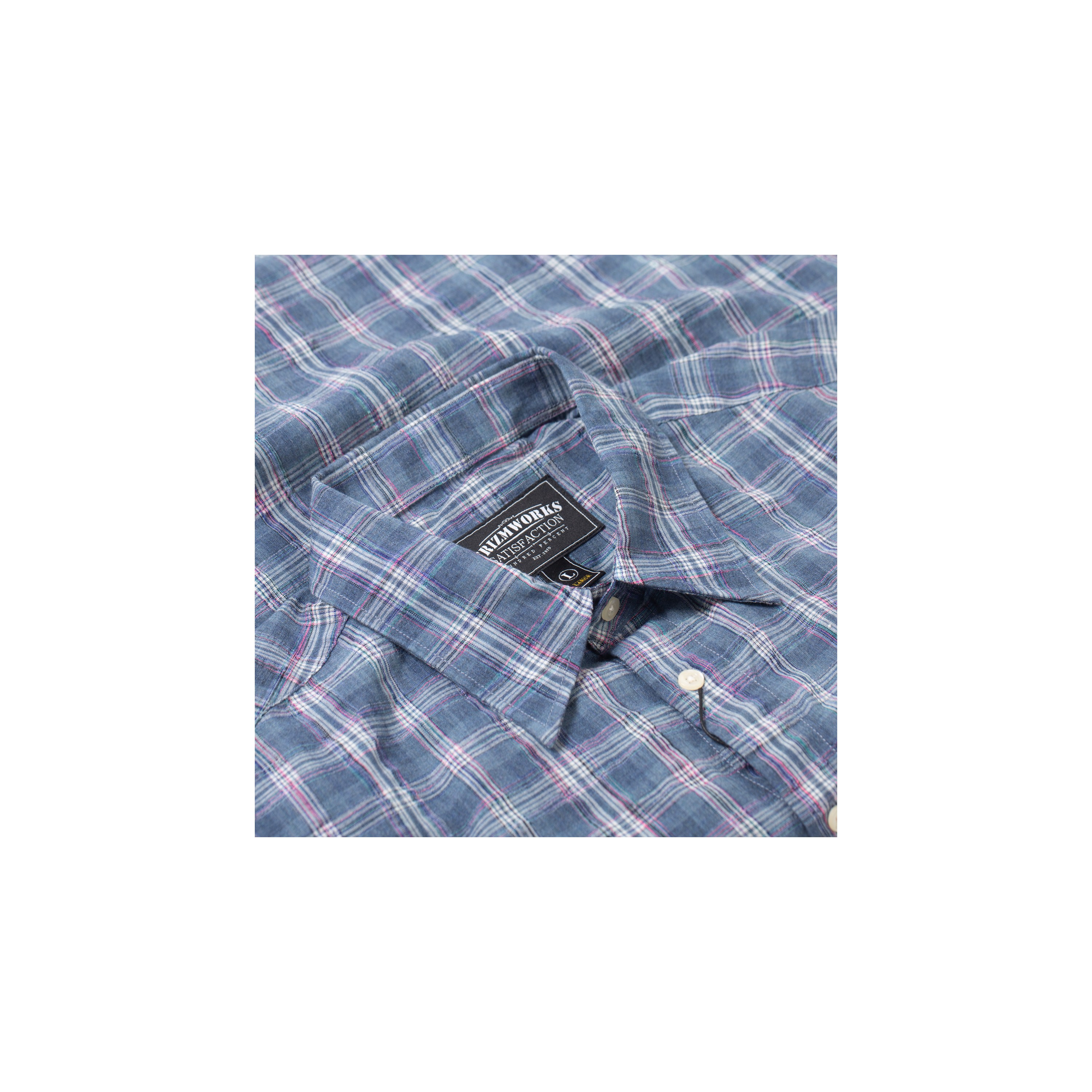 FRIZMWORKS / Uneven Check Shirt Blue