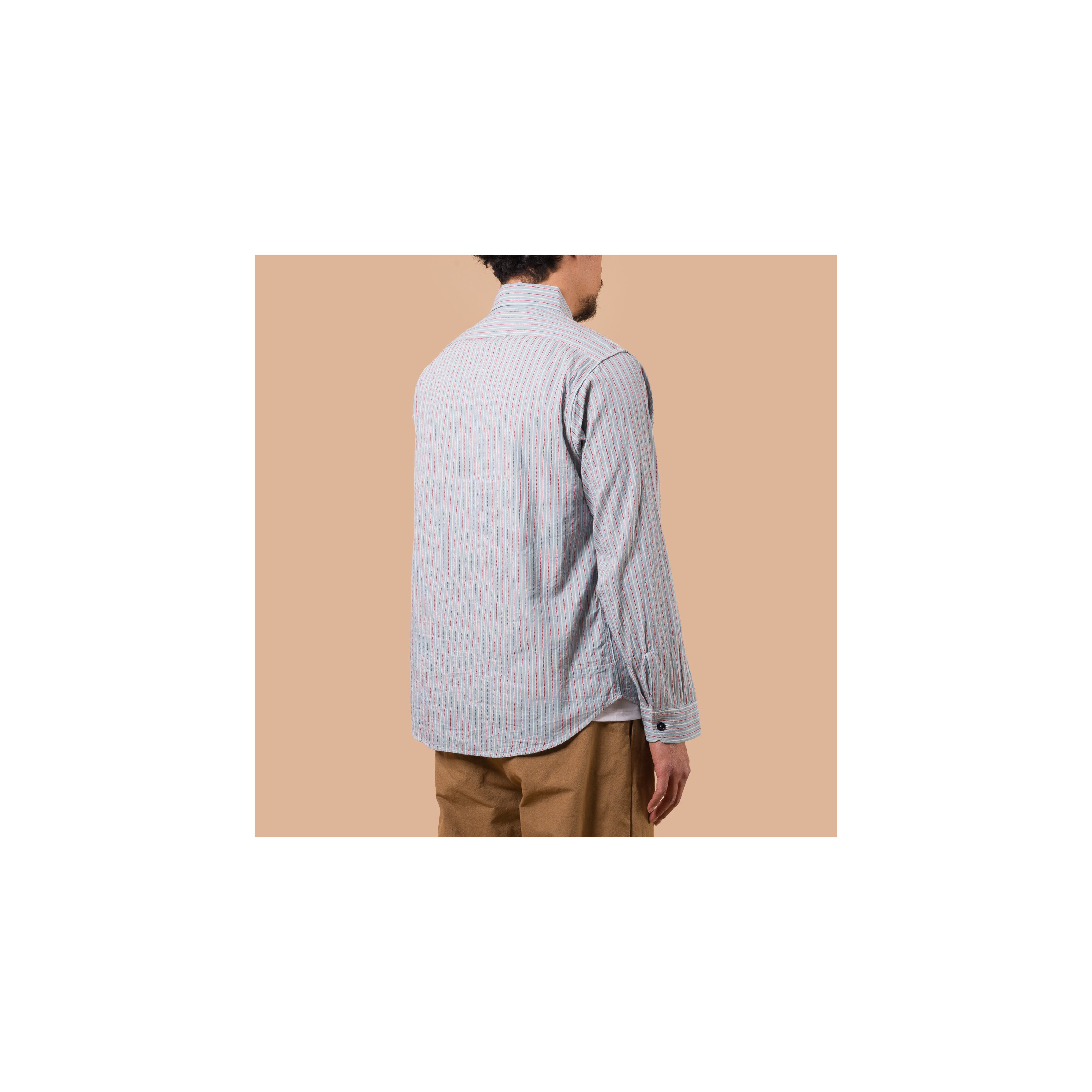 SUGAR CANE / Long Sleeve Dobby Stripe Work Shirt Blue
