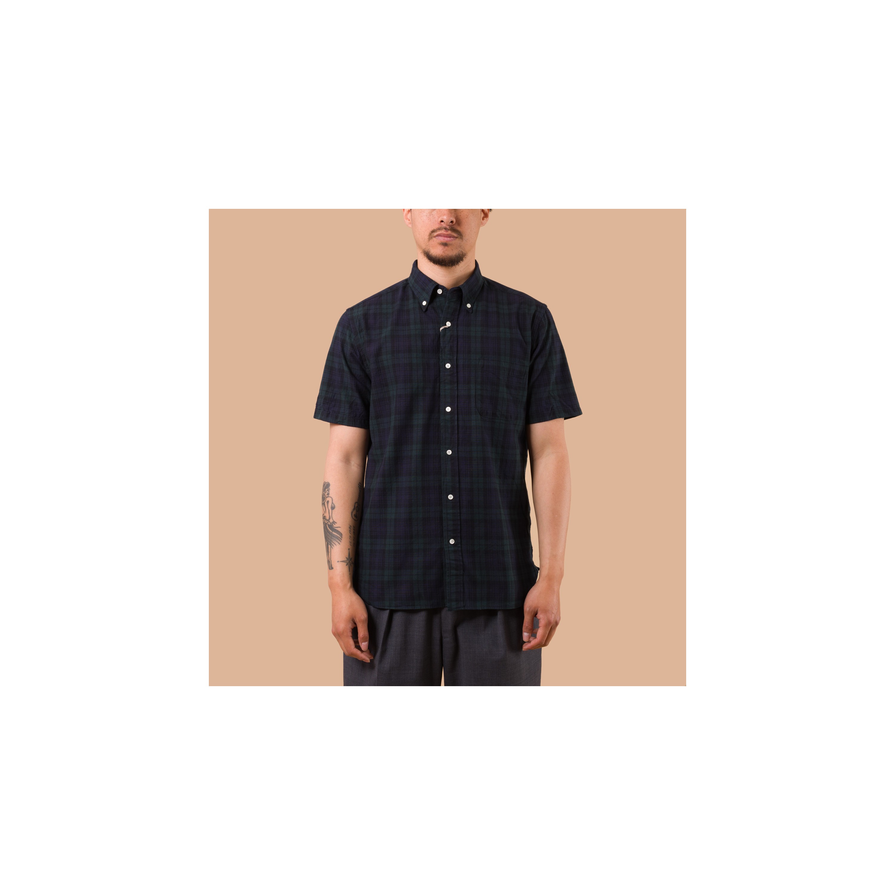 BEAMS PLUS / B.D. Short Sleeve Indigo Yarn Tartan Black Watch