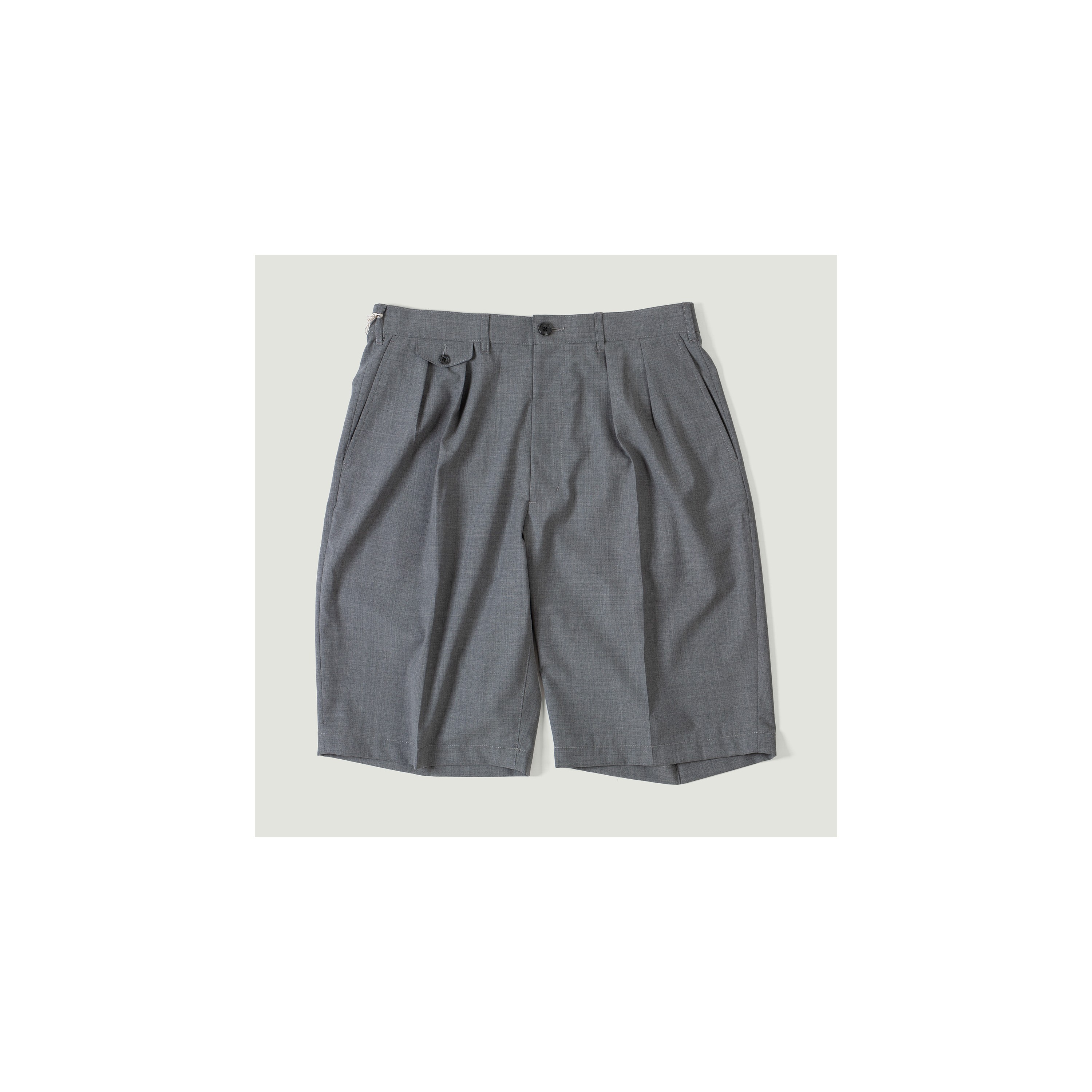 BEAMS PLUS / 2 Pleats Wool Tropical Grey Shorts