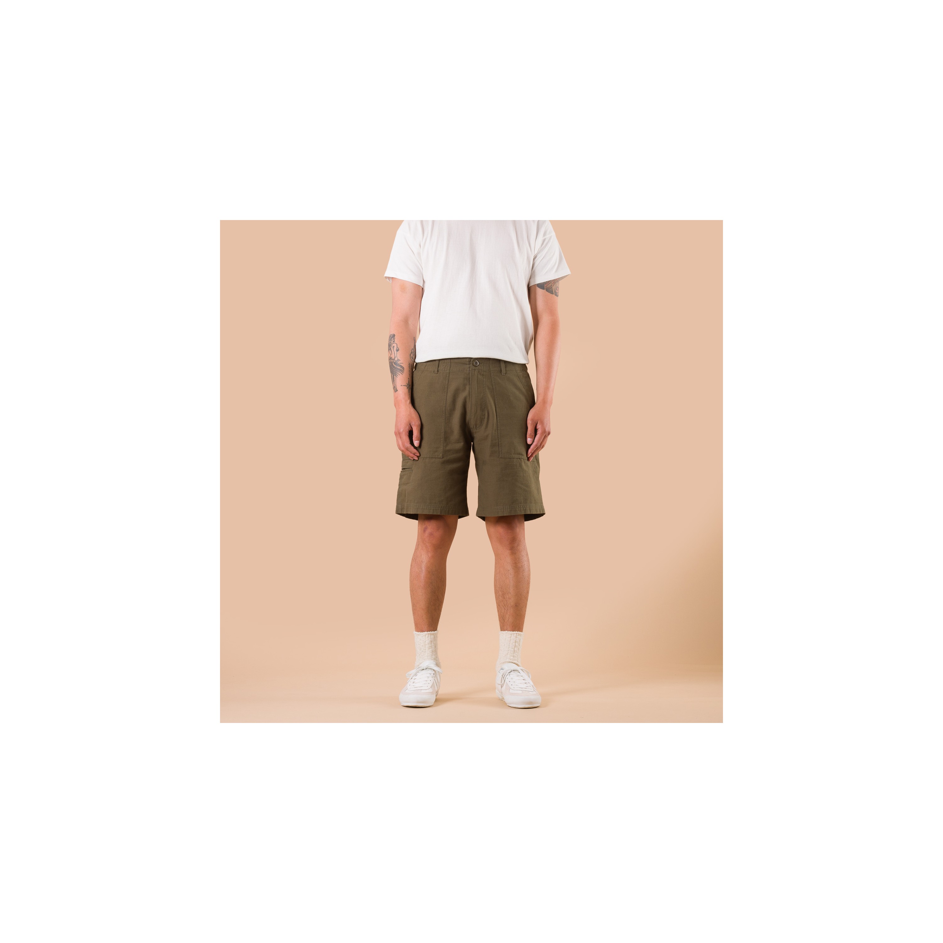 FRIZMWORKS / Back Satin Essential Fatigue Shorts Olive