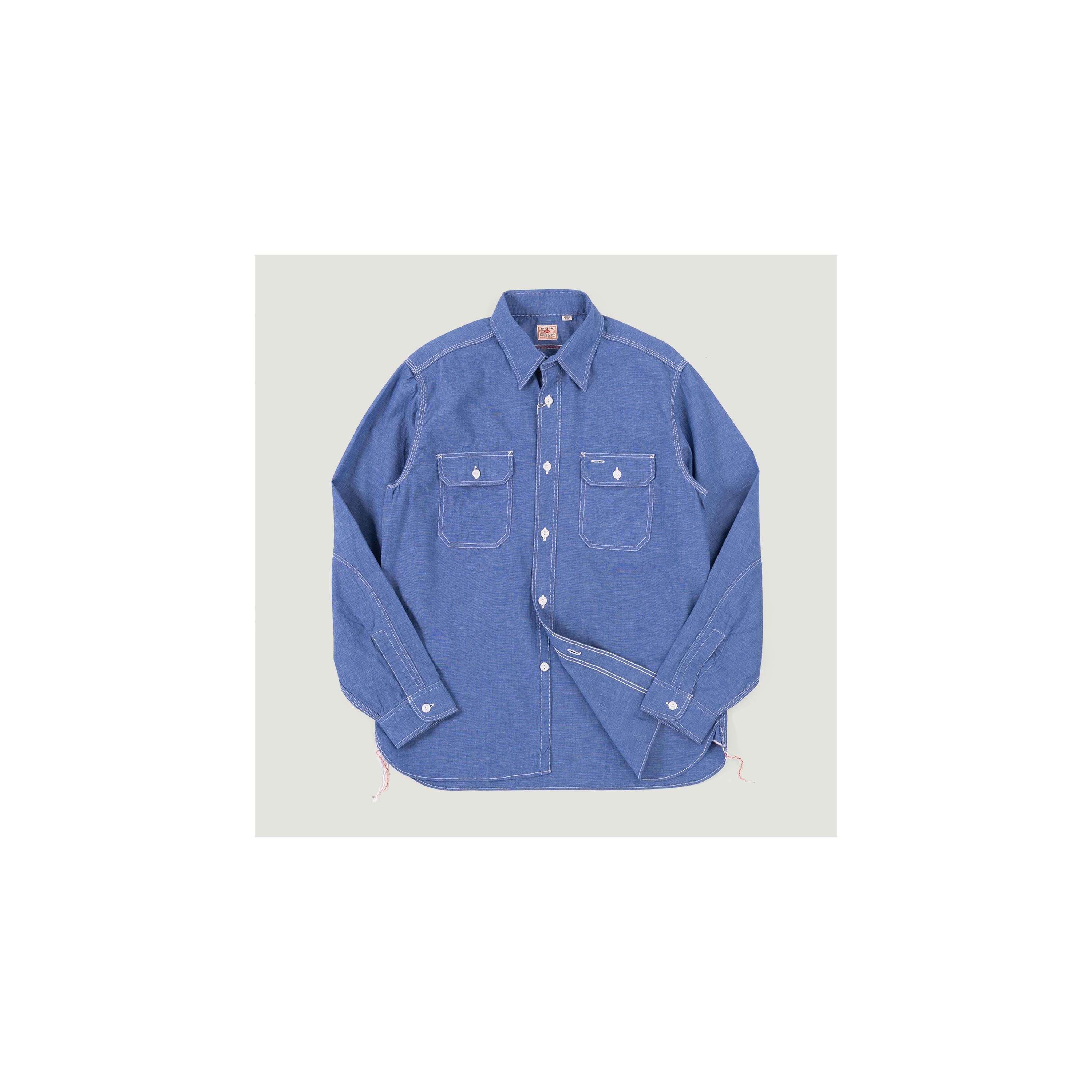 SUGAR CANE / VAT Dye Chambray Work Shirt Blue