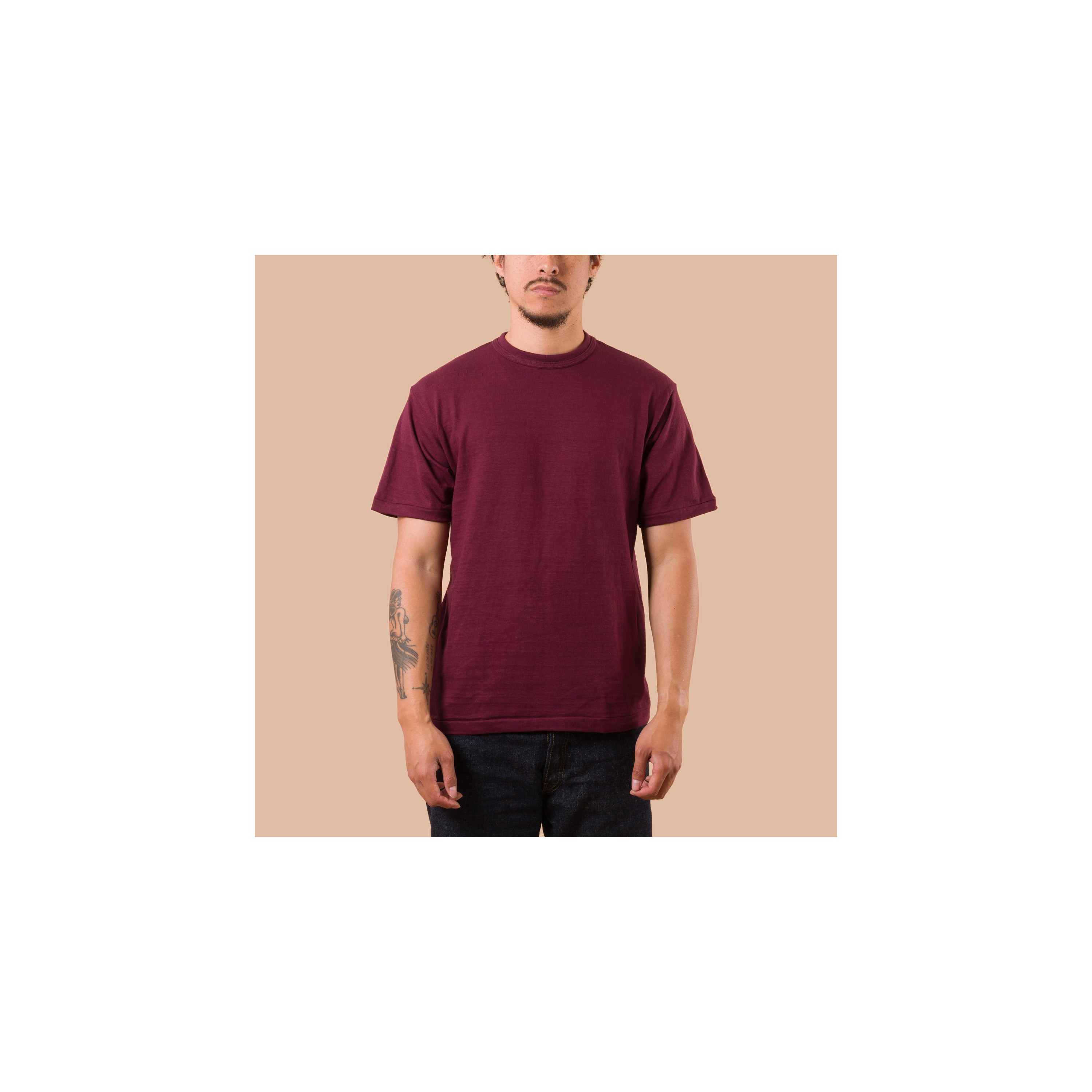 WAREHOUSE & CO. / Lot 4601 No Print T-Shirt Bordeaux